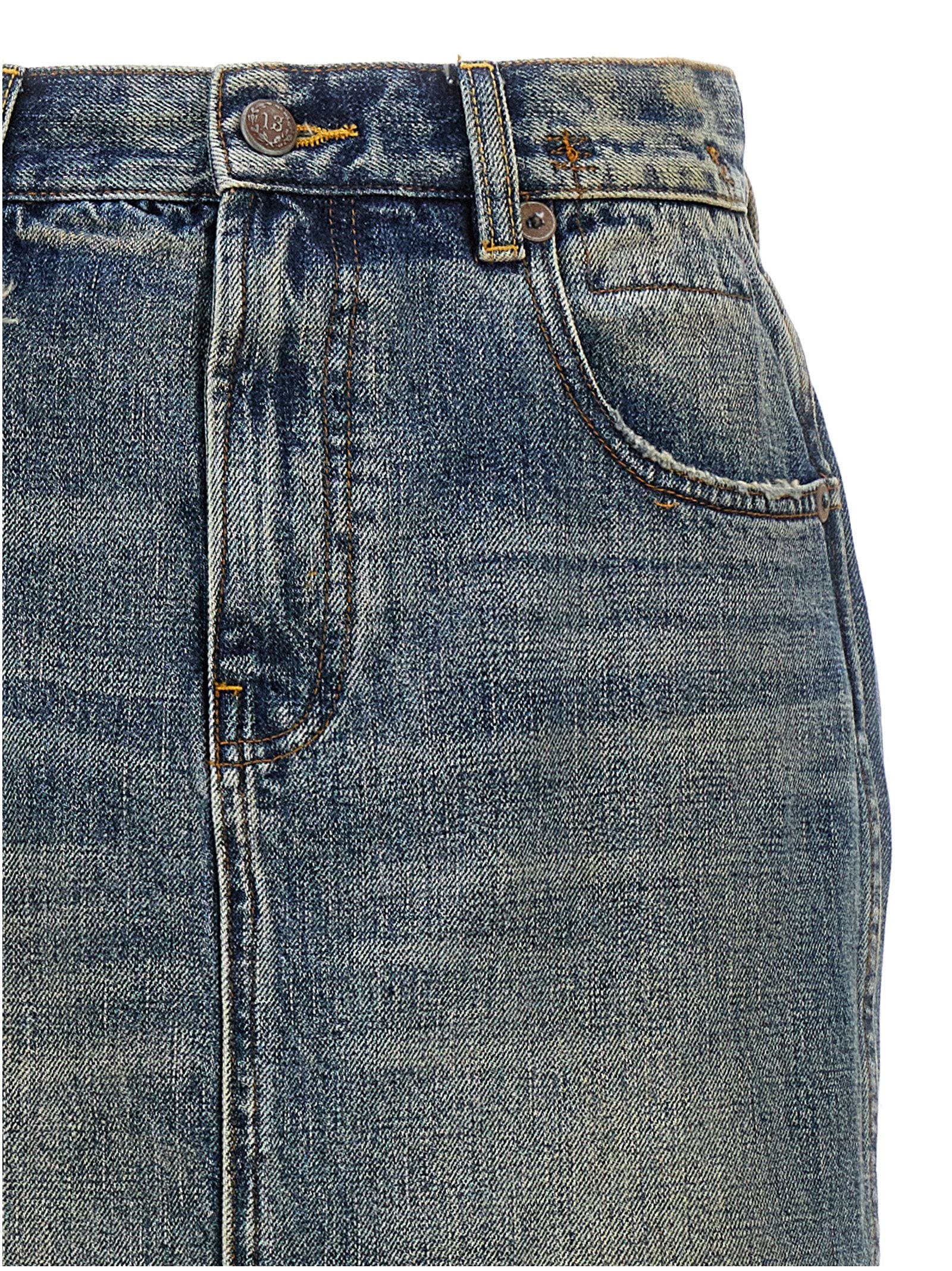 Devon Side Slit skirt Blue Cotton