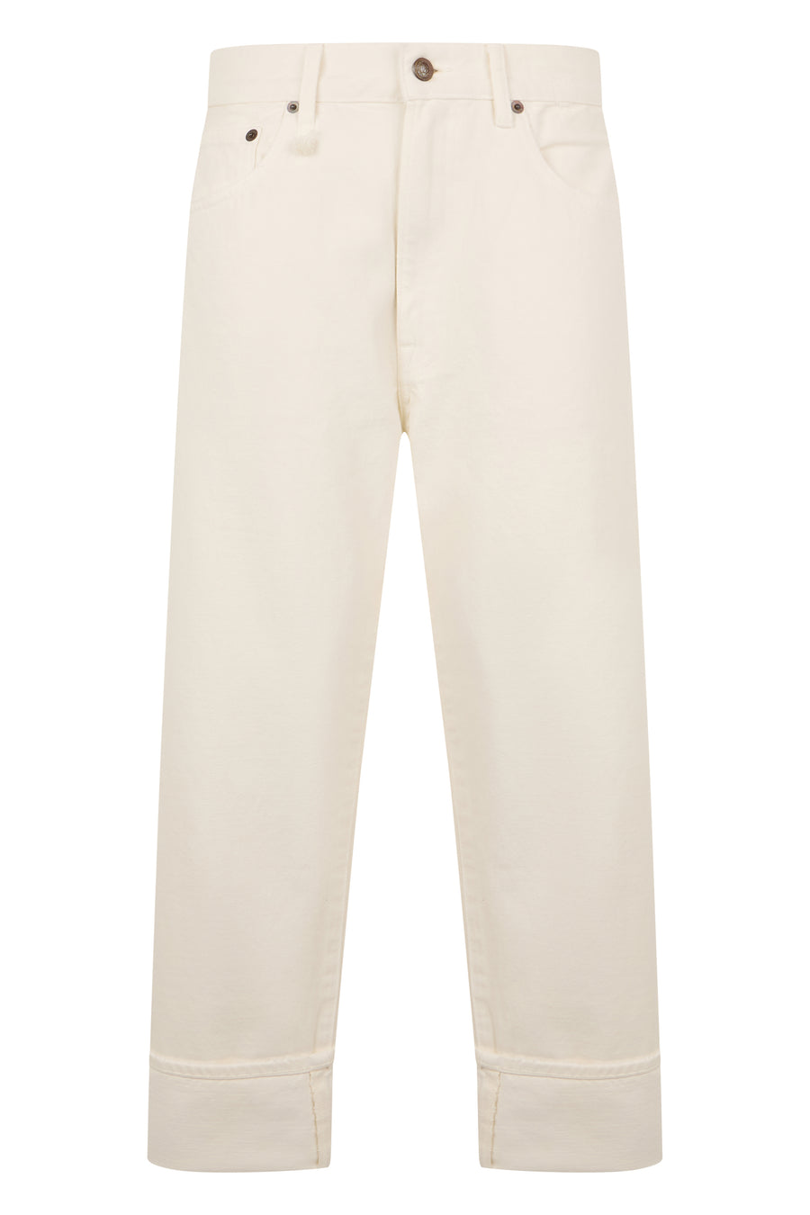 Cropped Cotton Jeans Cream