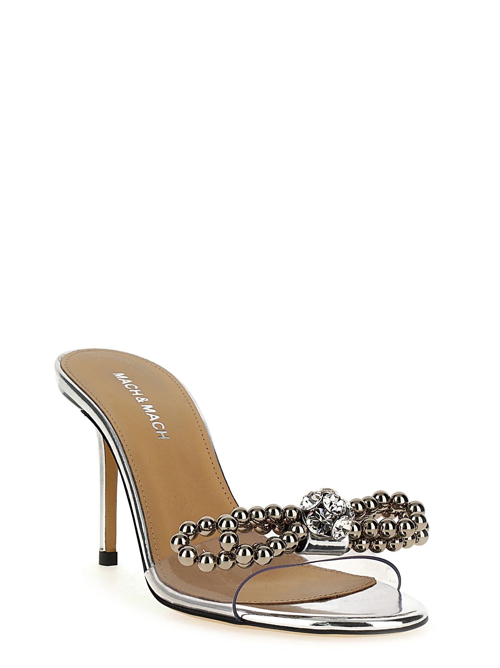 Stud bow sandals Silver Pvc