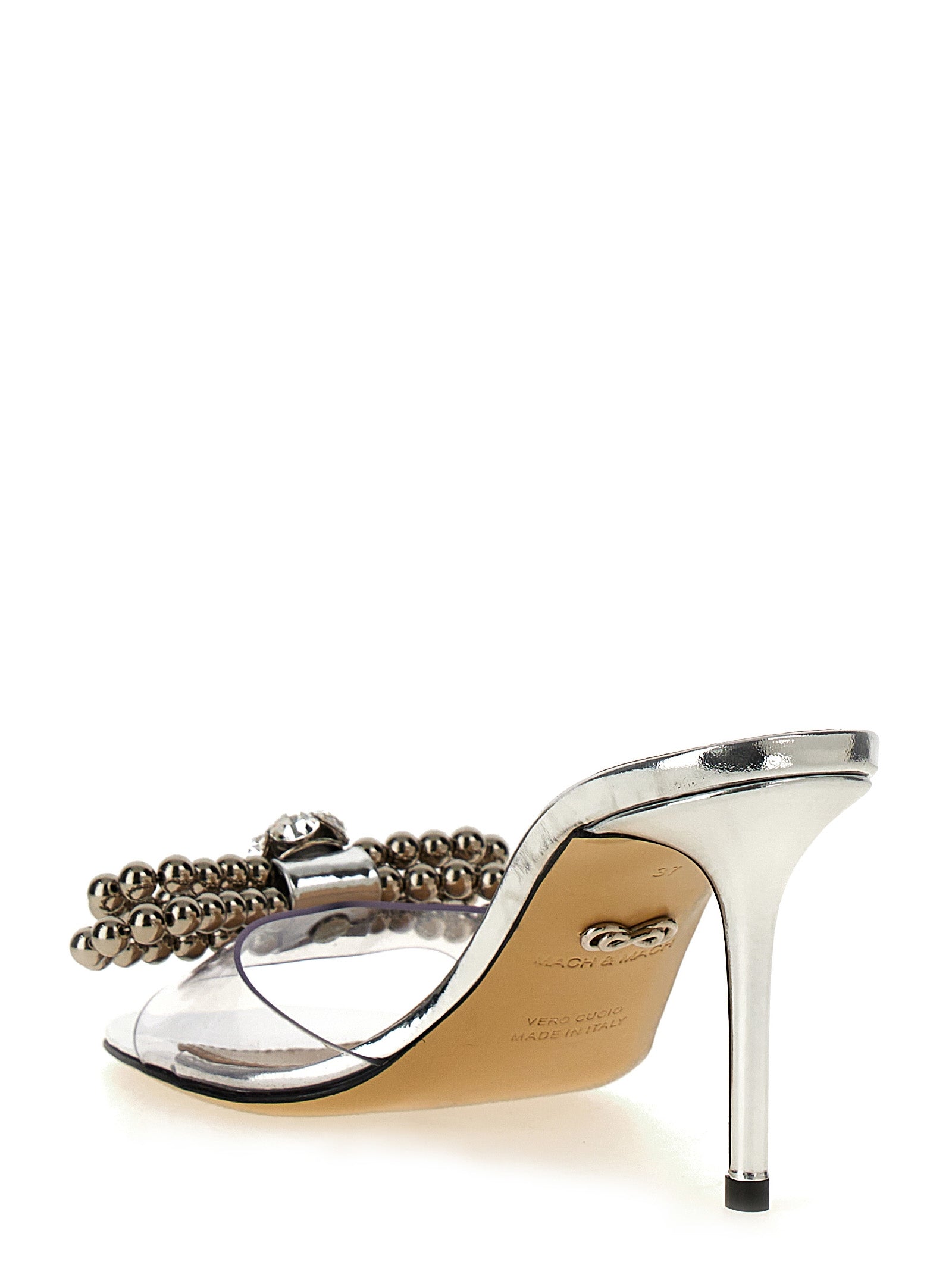 Stud bow sandals Silver Pvc