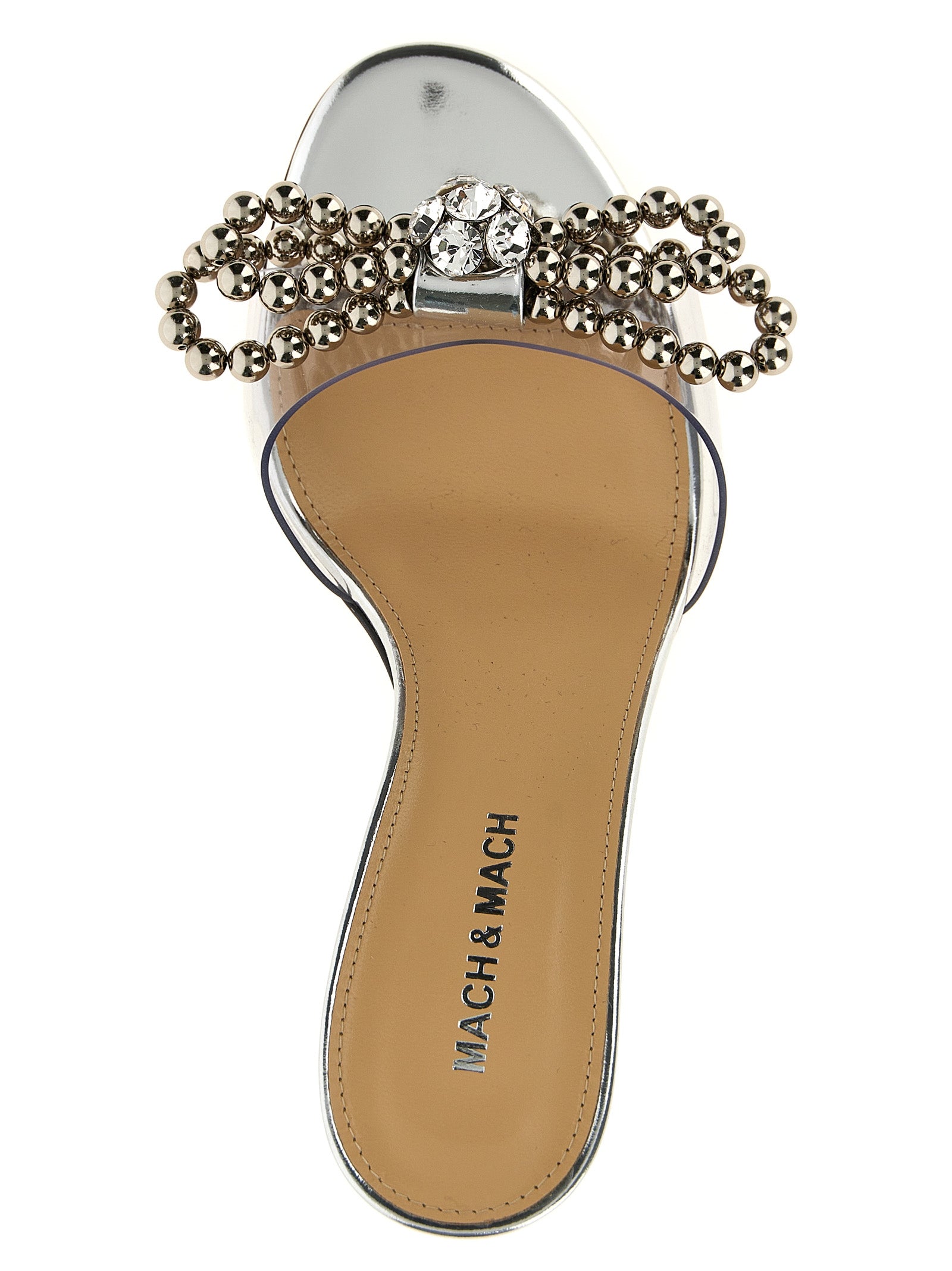Stud bow sandals Silver Pvc