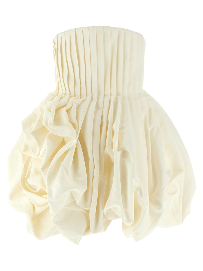 Pink skirt dress White Silk