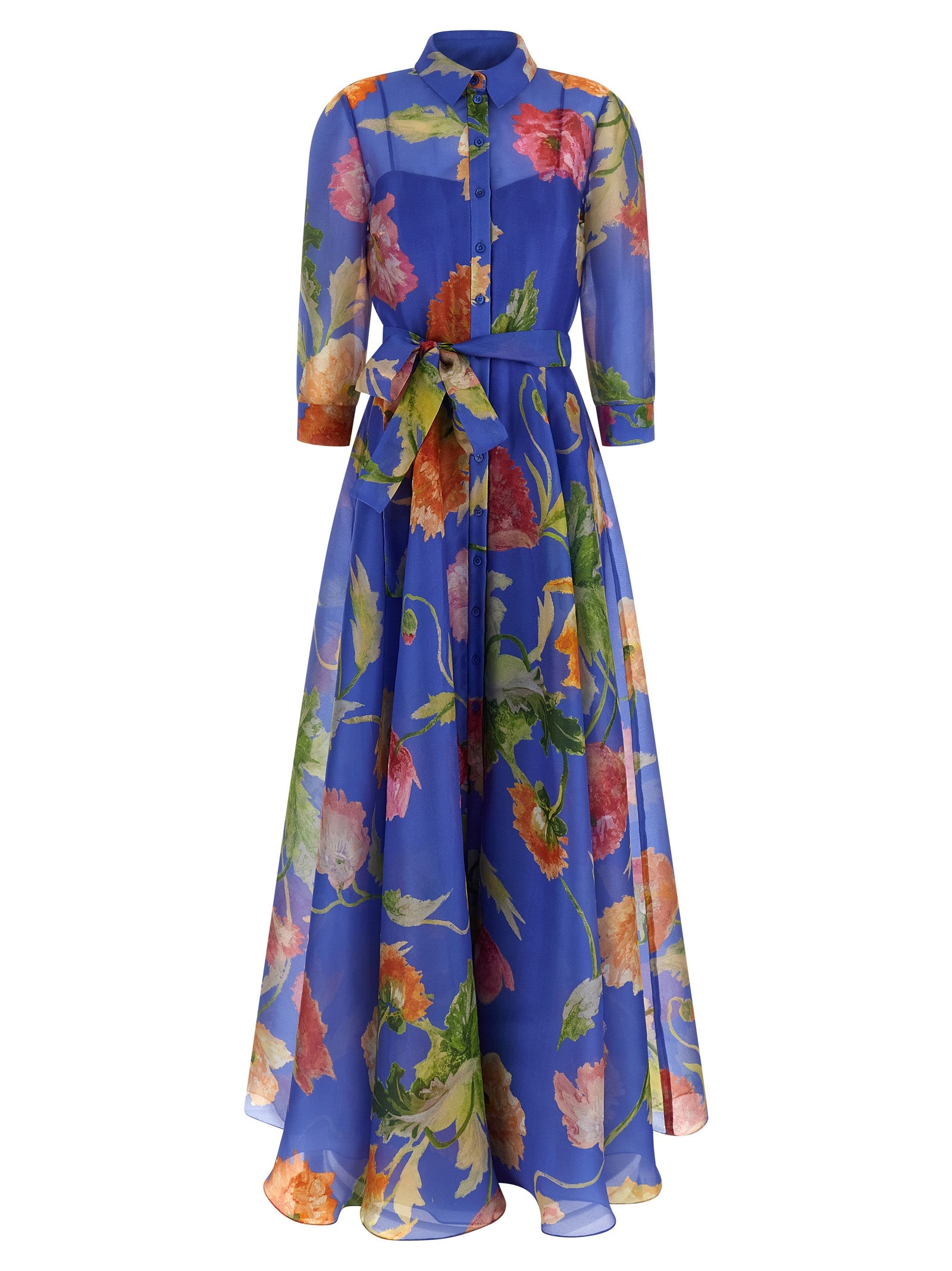 Trench coat dress Blue Silk