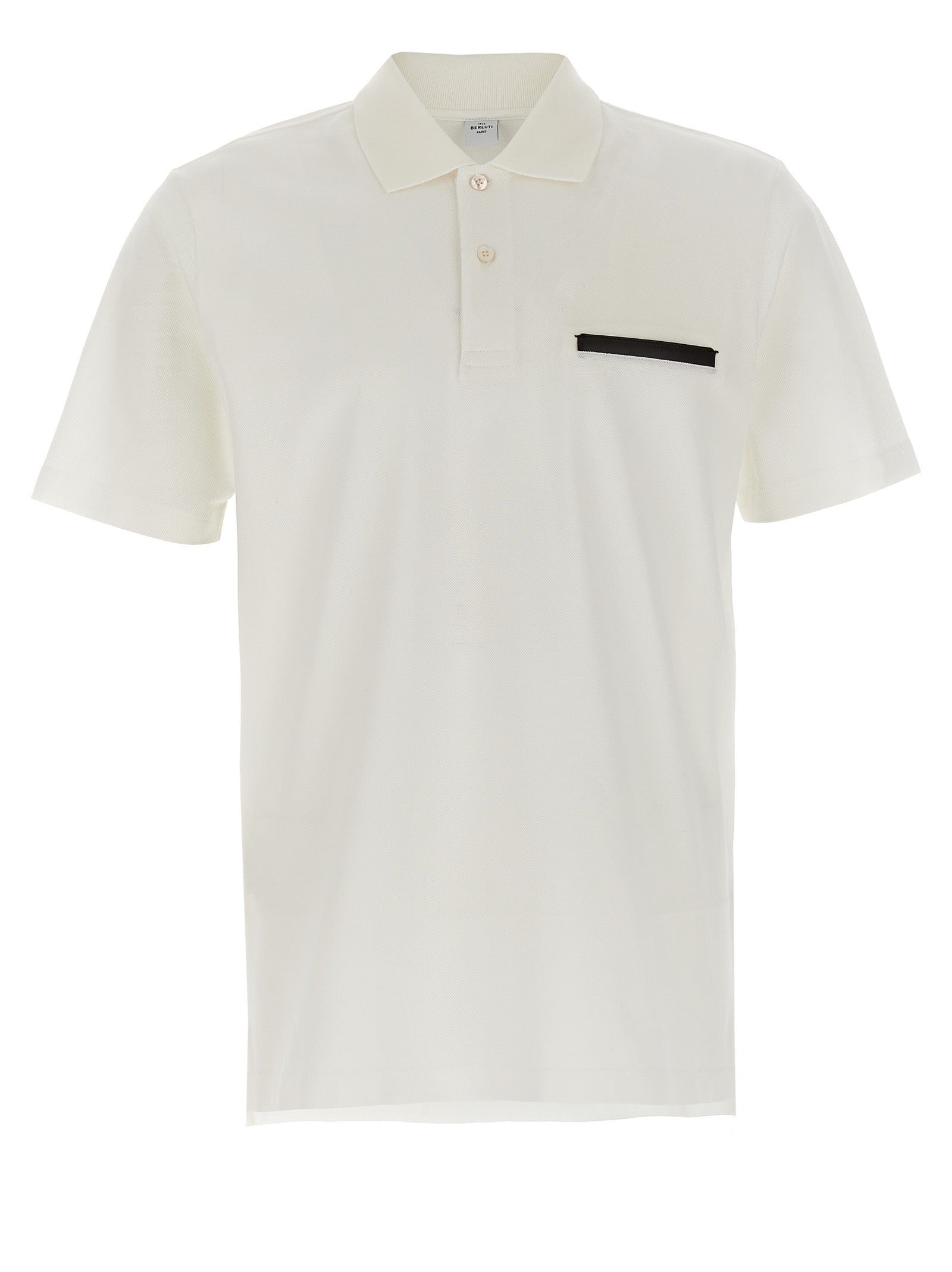 Leather Tab polo shirt White Cotton