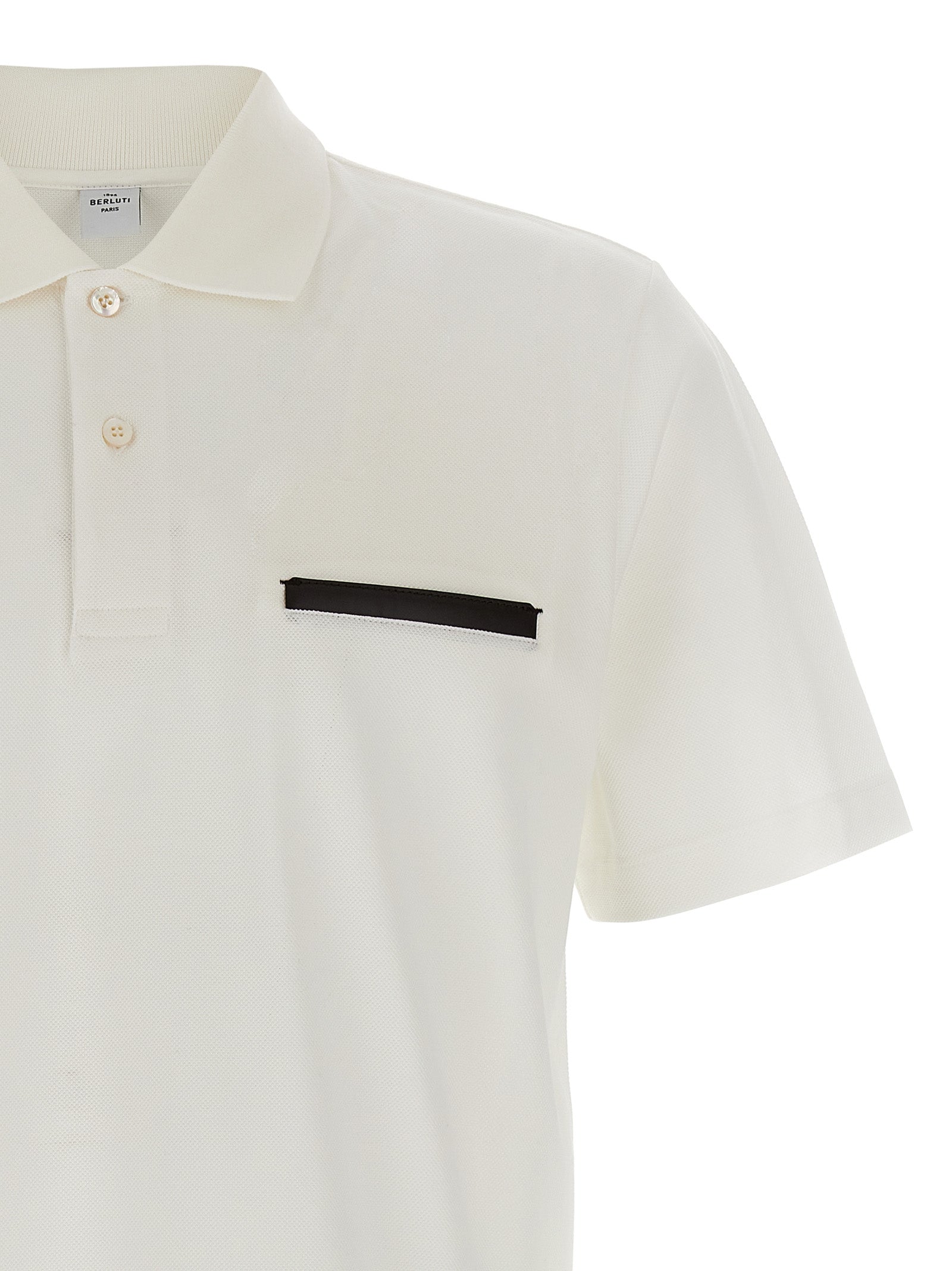 Leather Tab polo shirt White Cotton