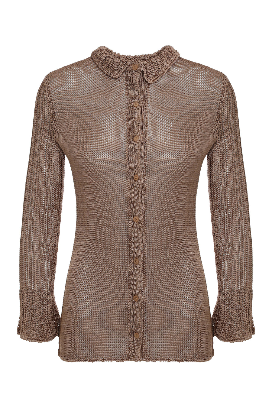Knit Cardigan With Button Closure Brown Viscose Cardigans