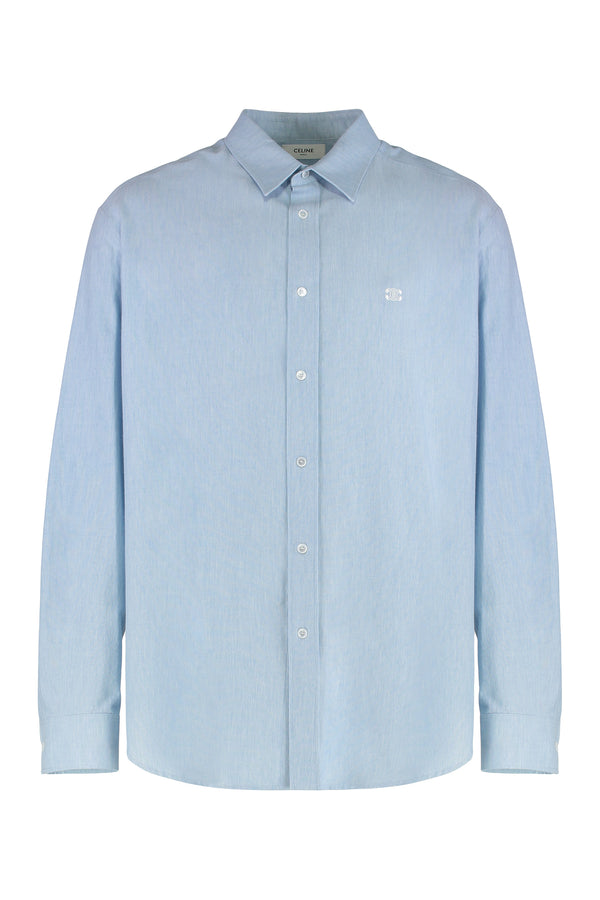 Loose Cotton Chambray Shirt Light Blue