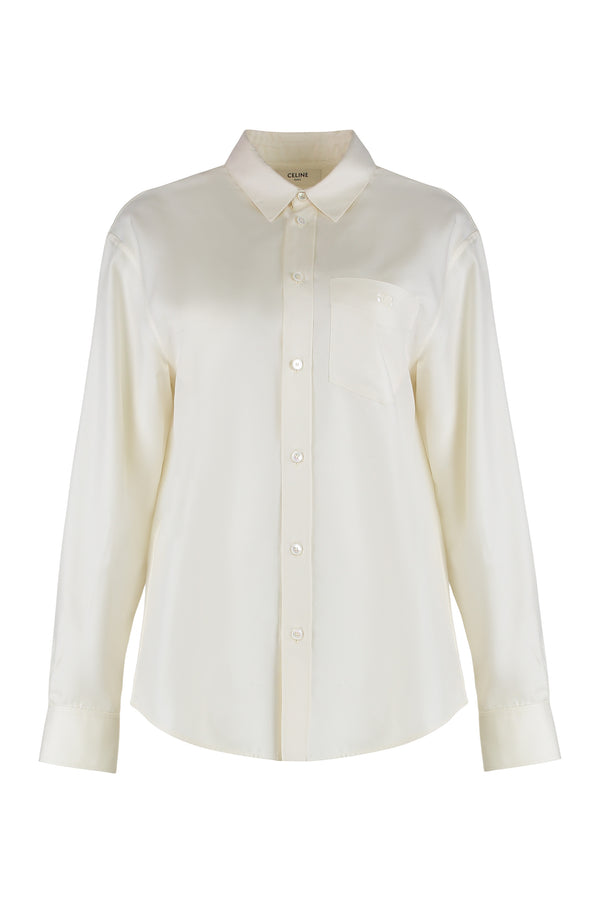 Silk Twill Loose Shirt White
