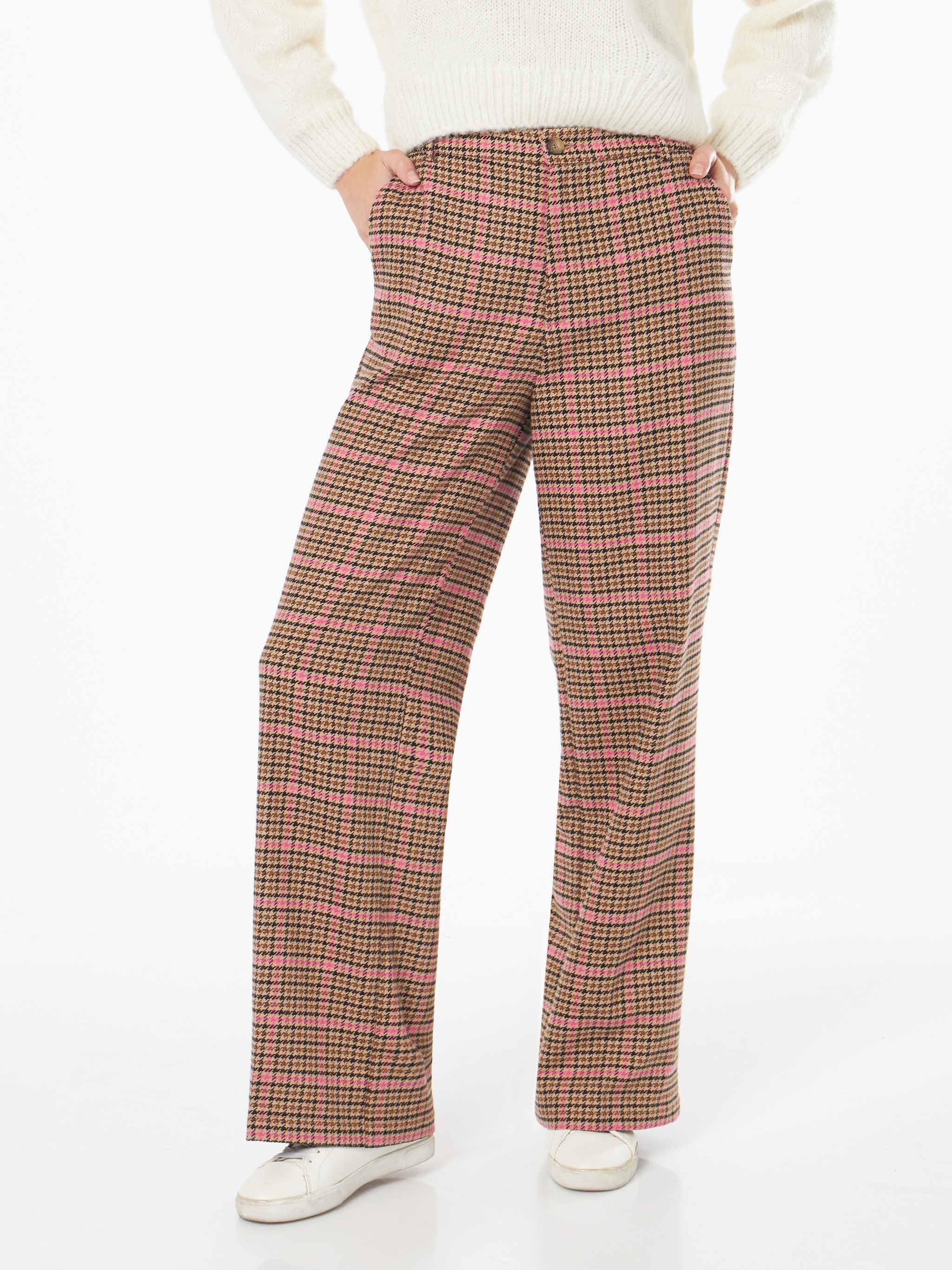 Rebella Houndstooth Palazzo Pants Brown