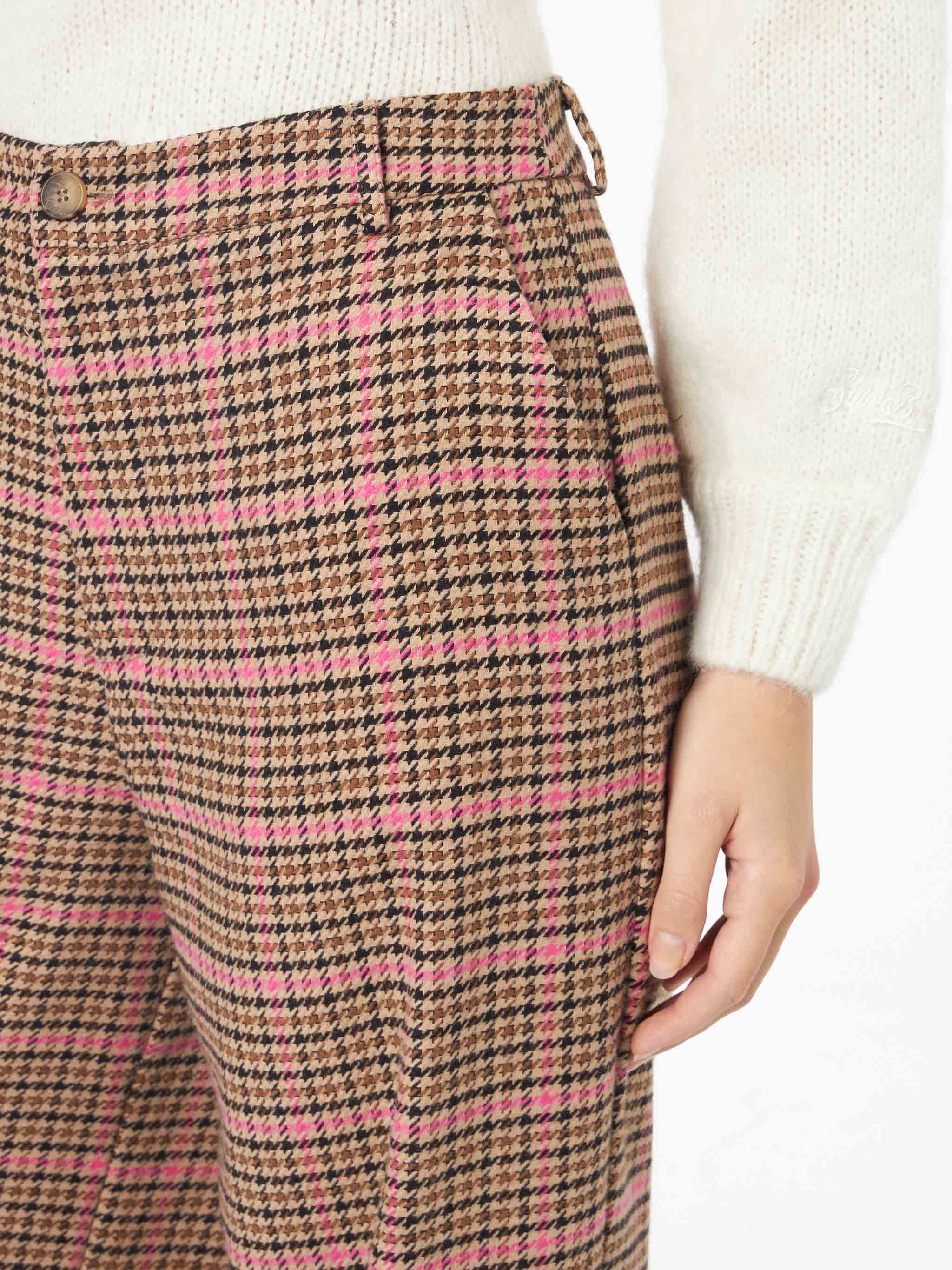 Rebella Houndstooth Palazzo Pants Brown