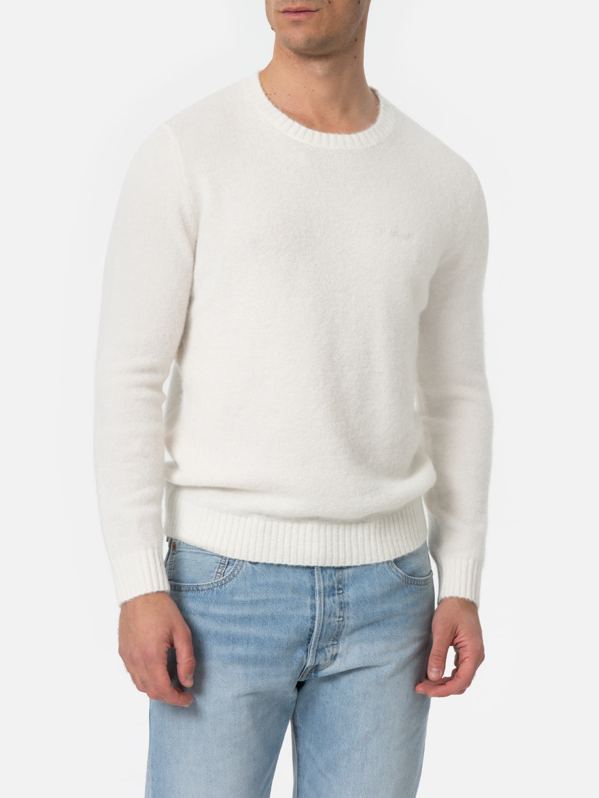 Regent Stretch Sweater Off White Solid Color