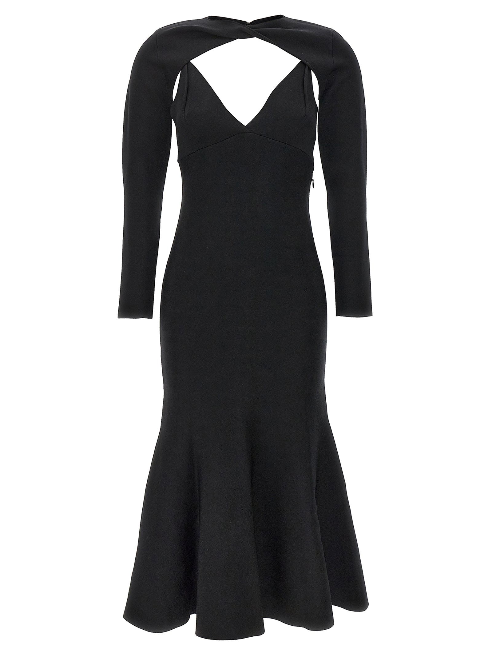 Stretch knit midi dress Black