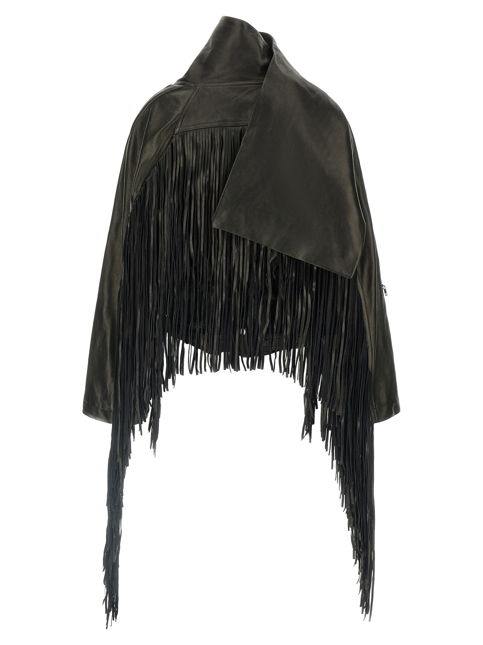 Cropped Scarf Flight Jacket Black Leather Down Jacket, Parka, Casual