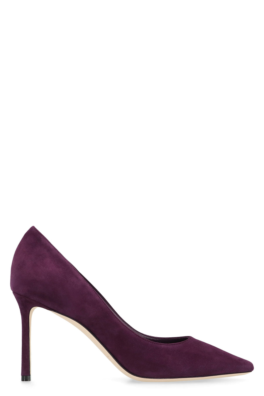 Romy 85 Suede Stiletto Pumps Purple Goatskin