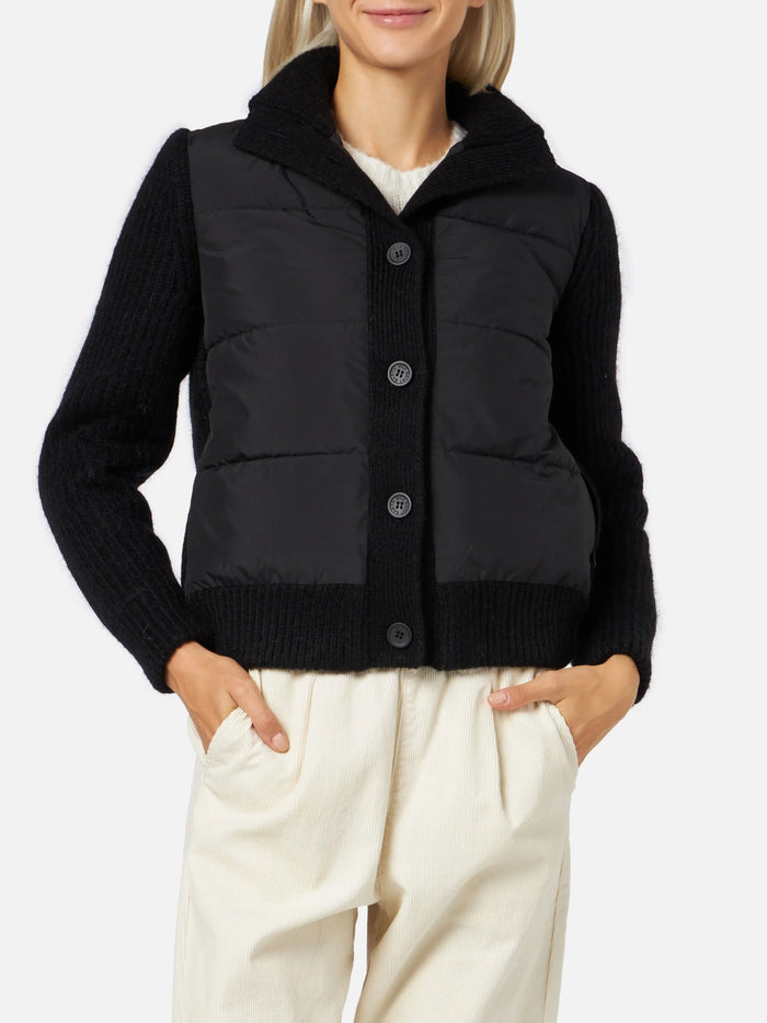 Rosental Black Padded Jacket With Knitted Sleeves Knitwear