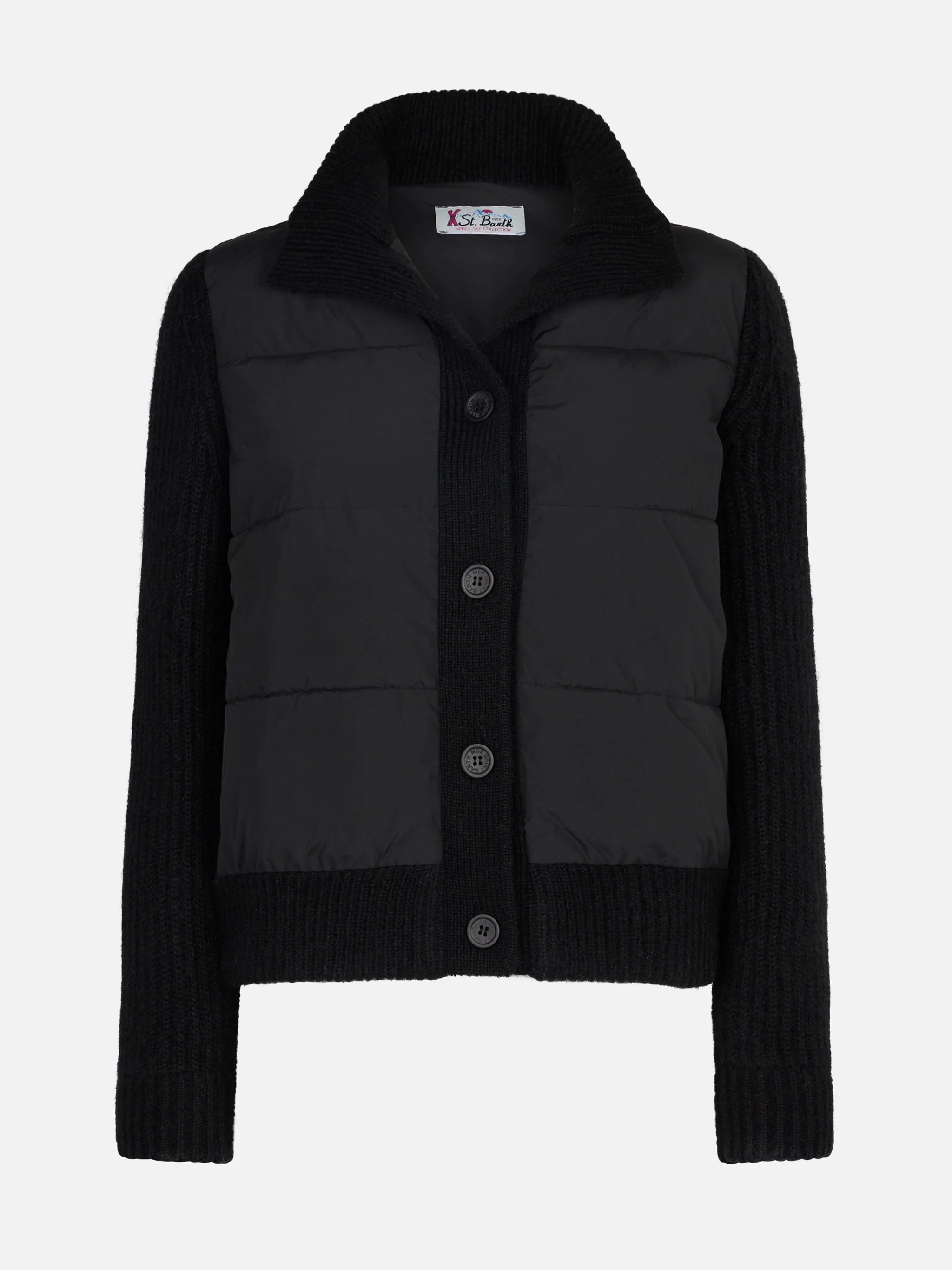 Rosental Black Padded Jacket With Knitted Sleeves Knitwear