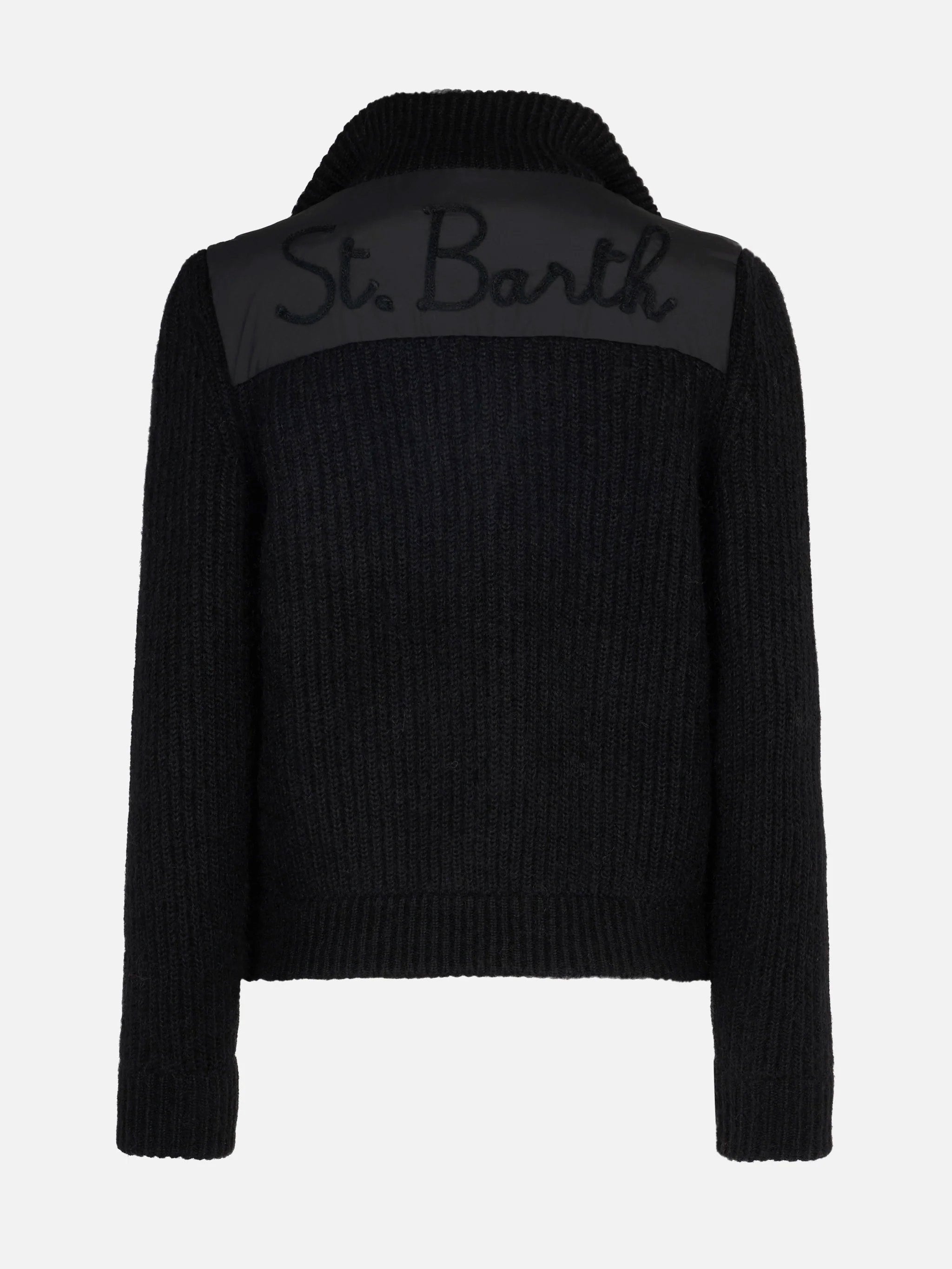 Rosental Black Padded Jacket With Knitted Sleeves Knitwear