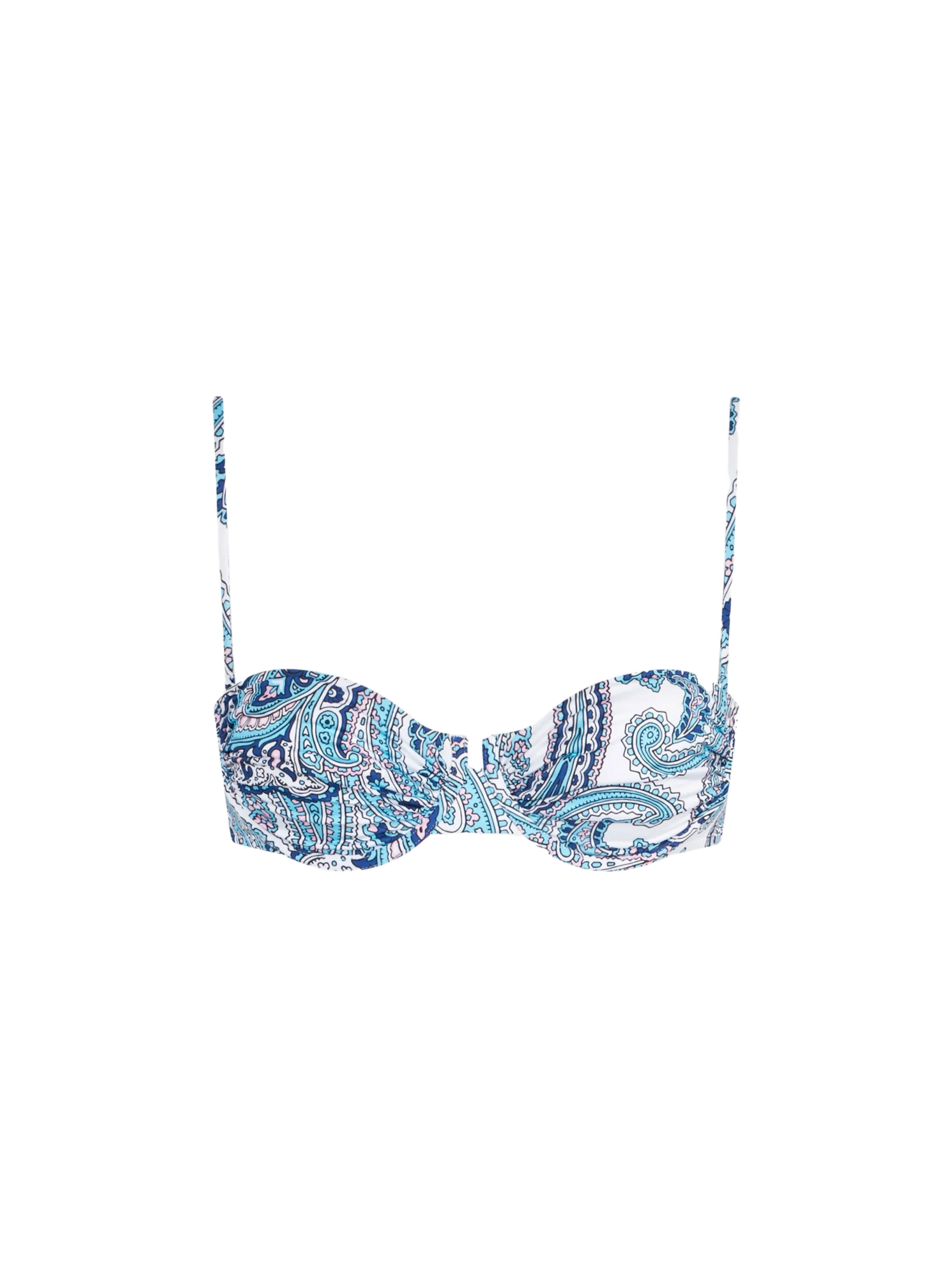 Roy Paisley Print Underwired Bralette Bikini Top Blue