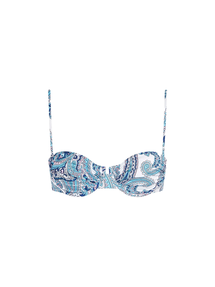 Roy Paisley Print Underwired Bralette Bikini Top Blue