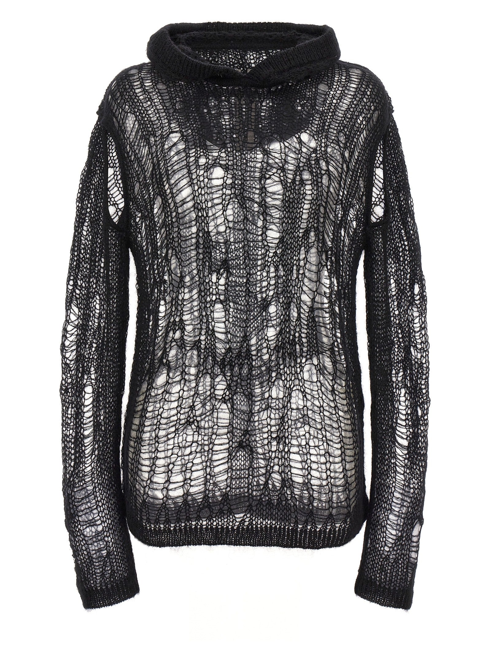 Spider Hoodie hooded sweater Black Nylon Mohair Wool Sweater, Cardigans