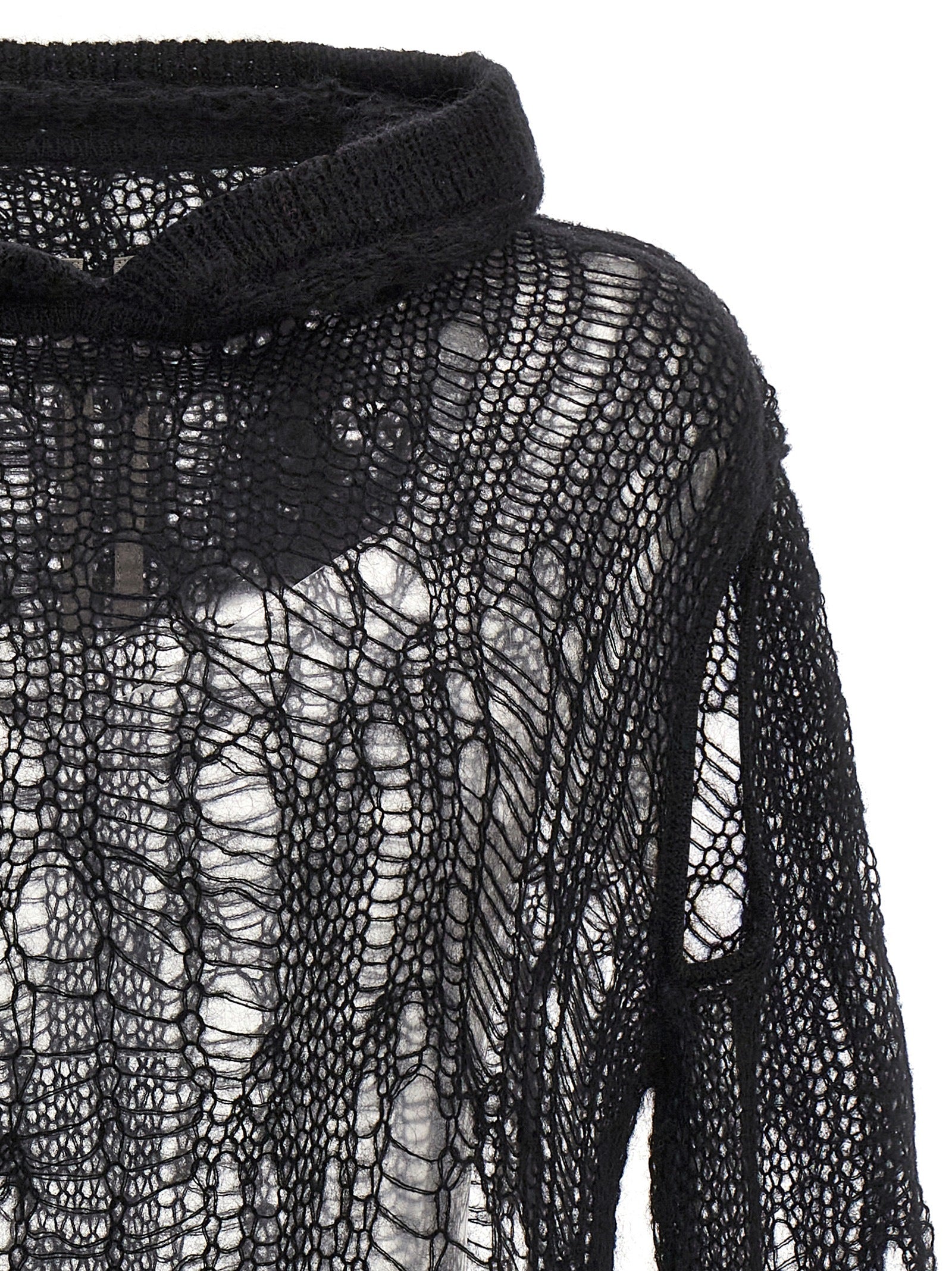 Spider Hoodie hooded sweater Black Nylon Mohair Wool Sweater, Cardigans