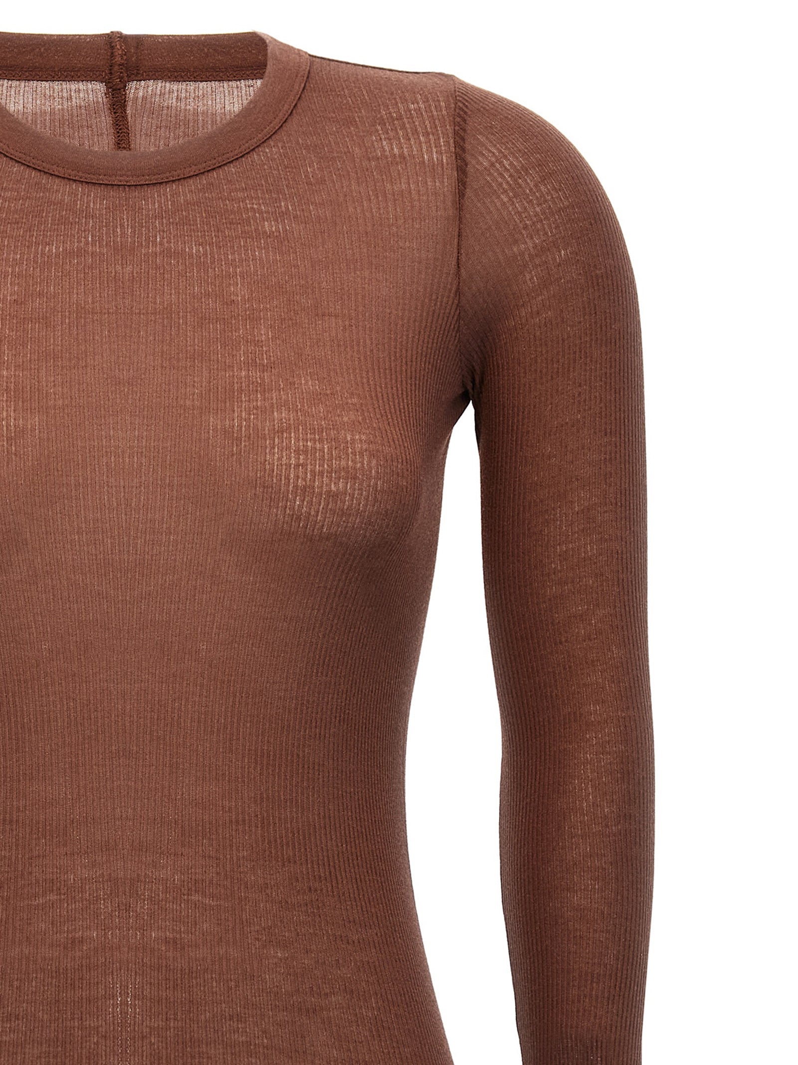 Rib Ls T T-shirt Pink Viscose