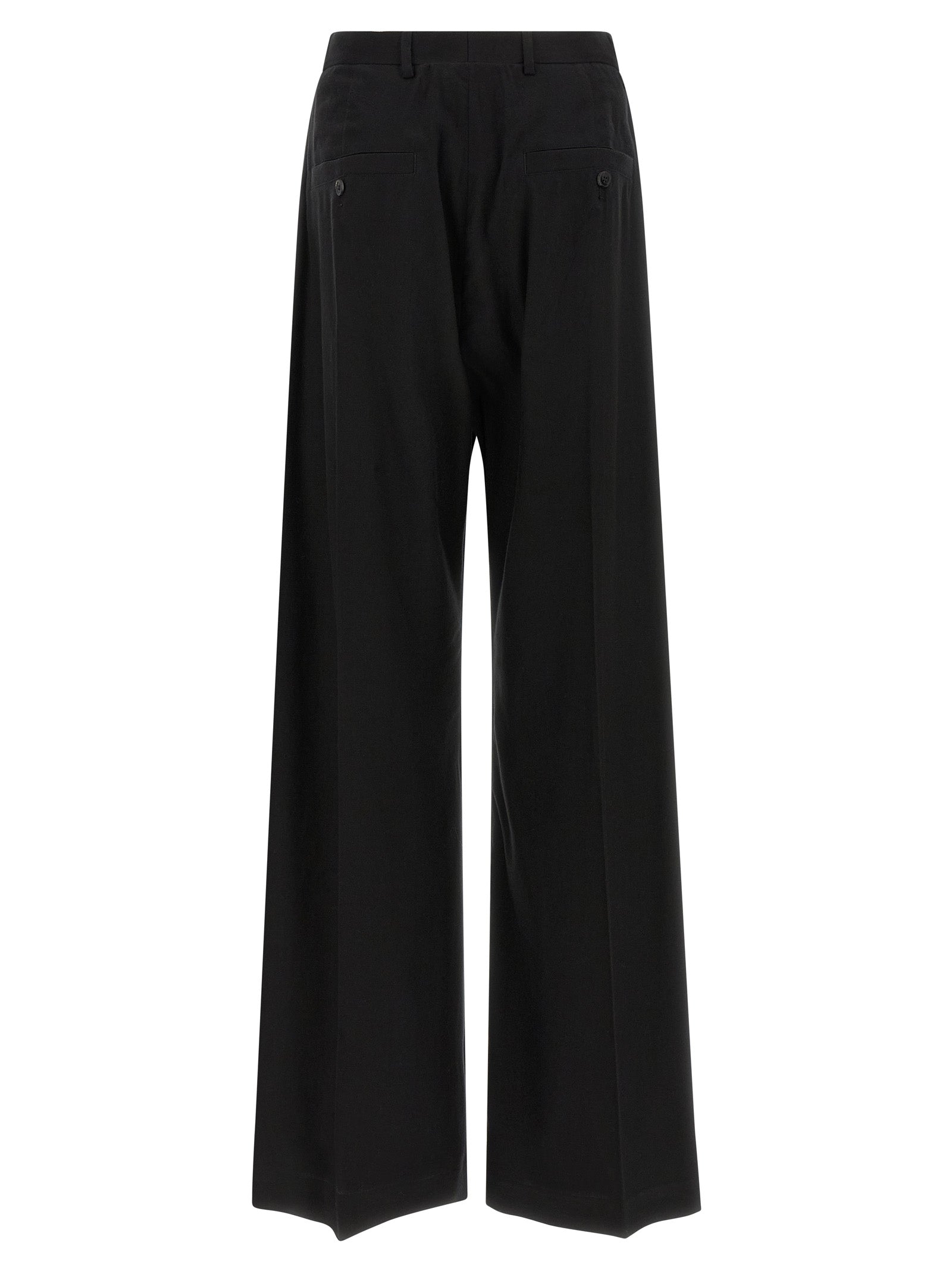 Tailored Wide Belas pants Black Cotton Wool
