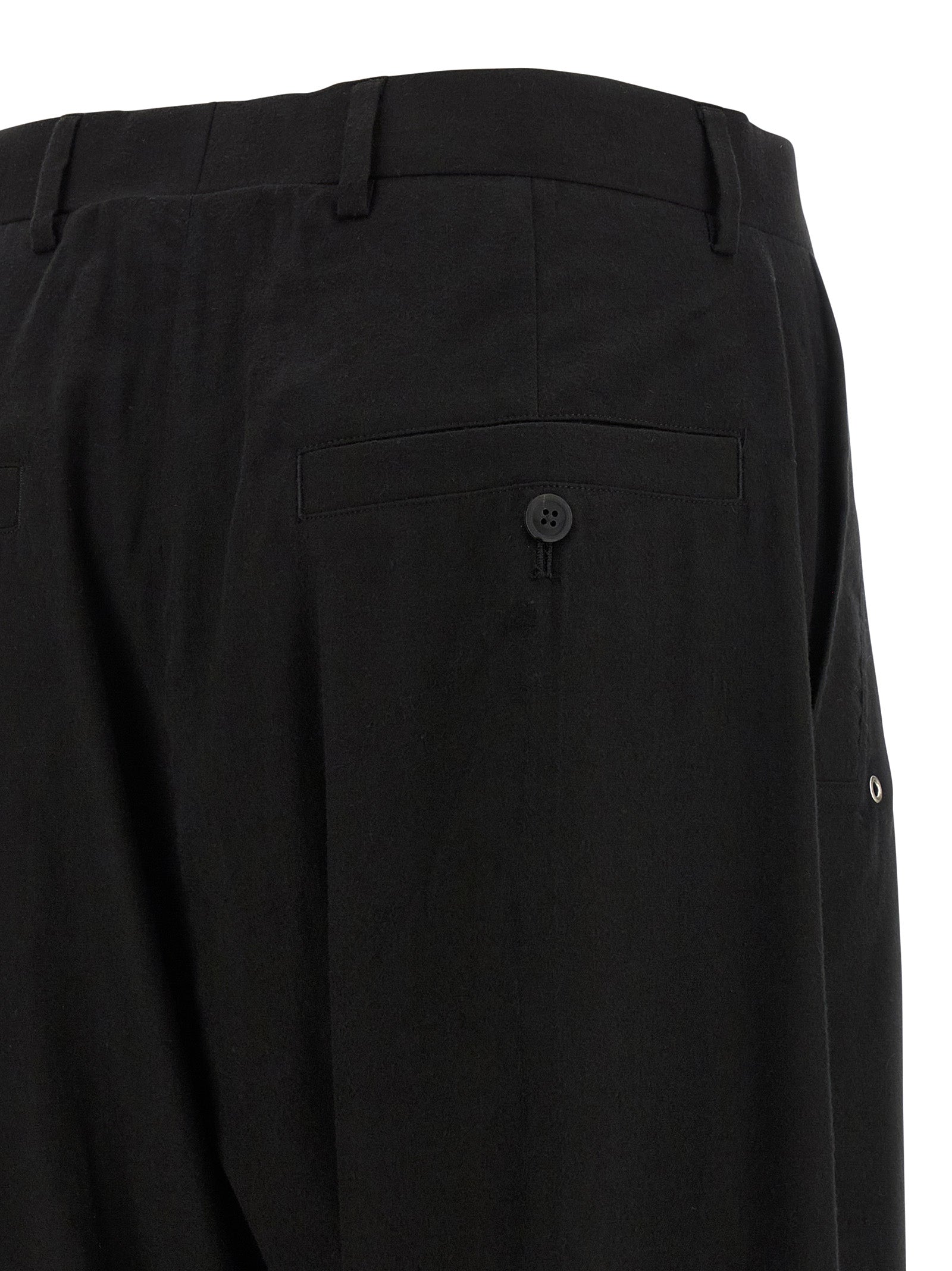 Tailored Wide Belas pants Black Cotton Wool