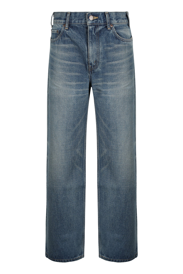 Mid-Rise Flared Denim Jeans Cotton