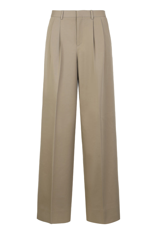 Wide-Leg Trousers Cotton And Wool Beige