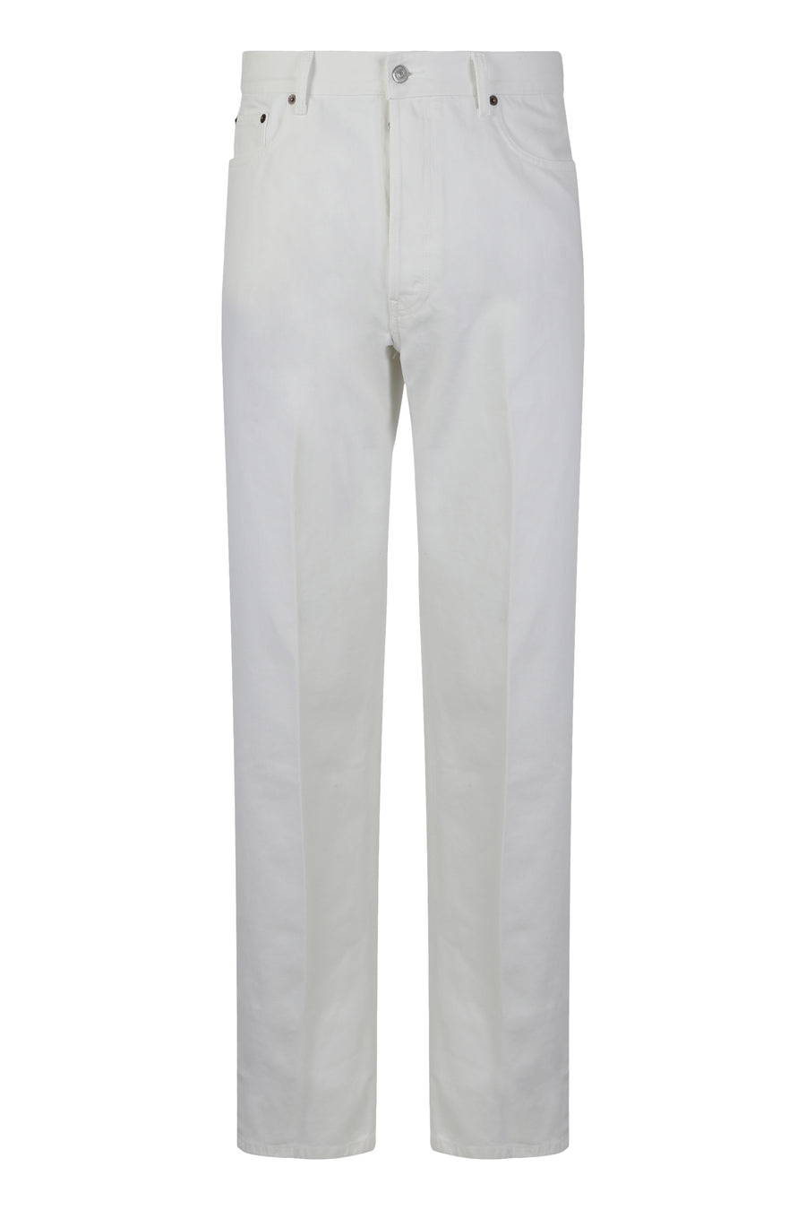 Boyfriend Jeans White Denim Cotton Regular & Straight-leg