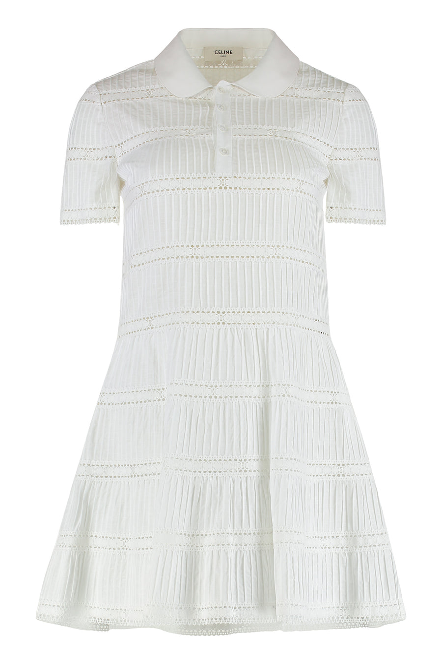 Dress With Embroidered Trimmings White Cotton
