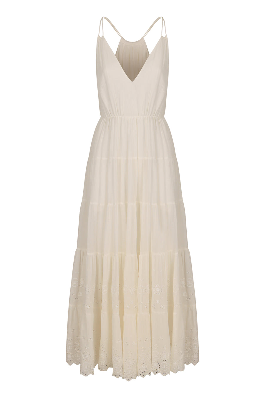 Cotton And Silk Crépon Maxi Dress Ivory