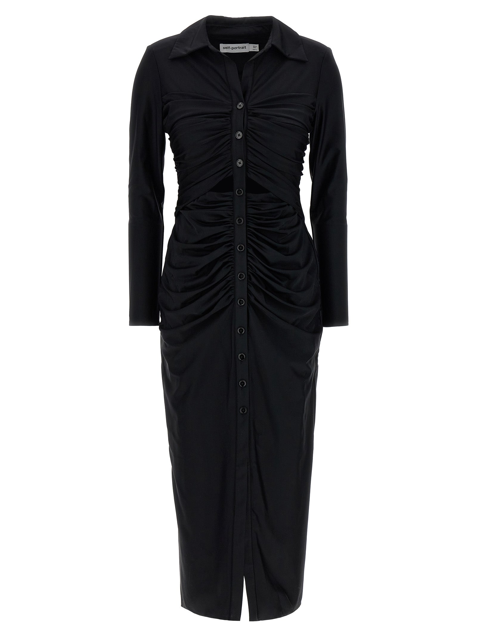 Black Jersey Cut Out Midi dress Polyamide