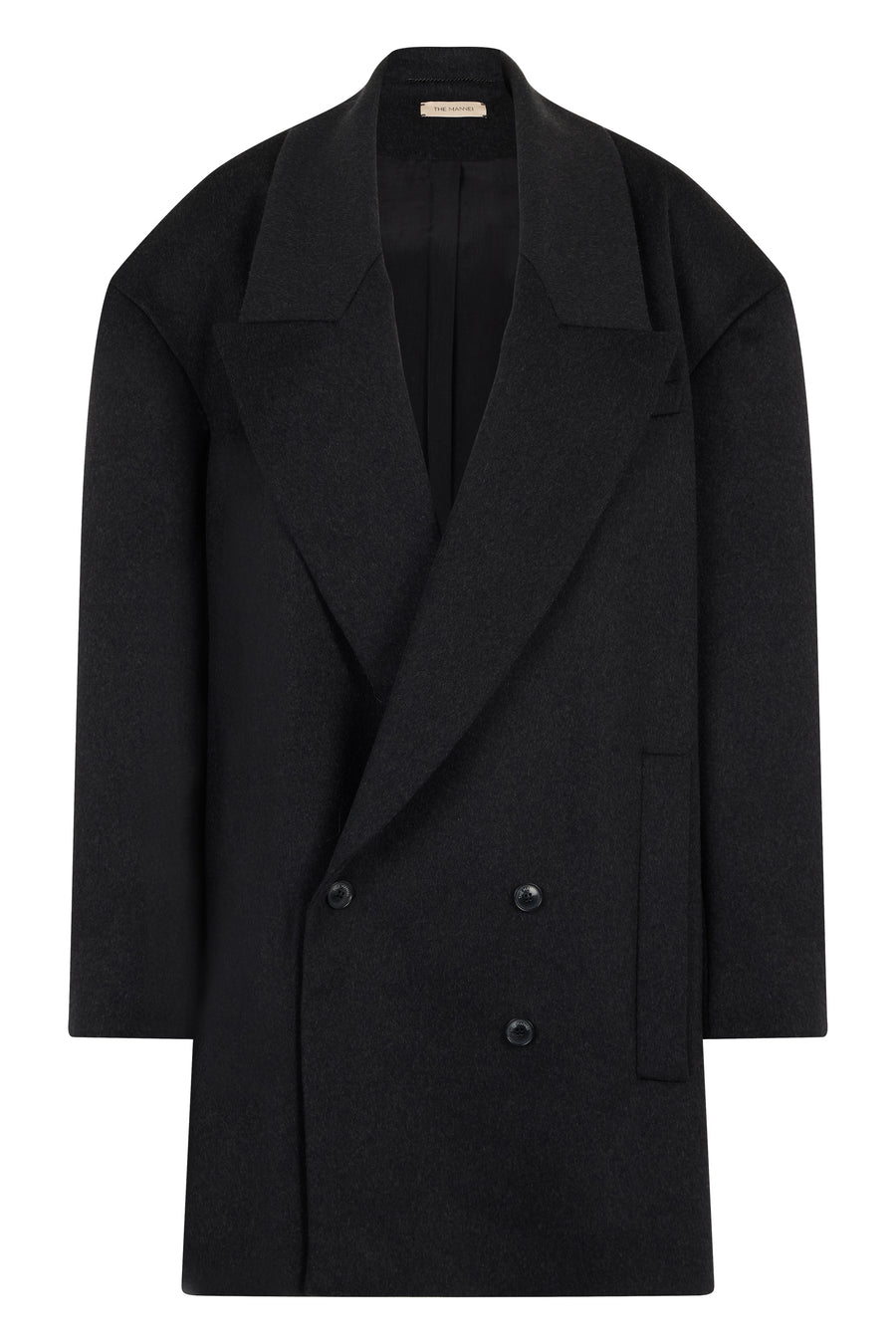 Wool Coat Wide Silhouette Black