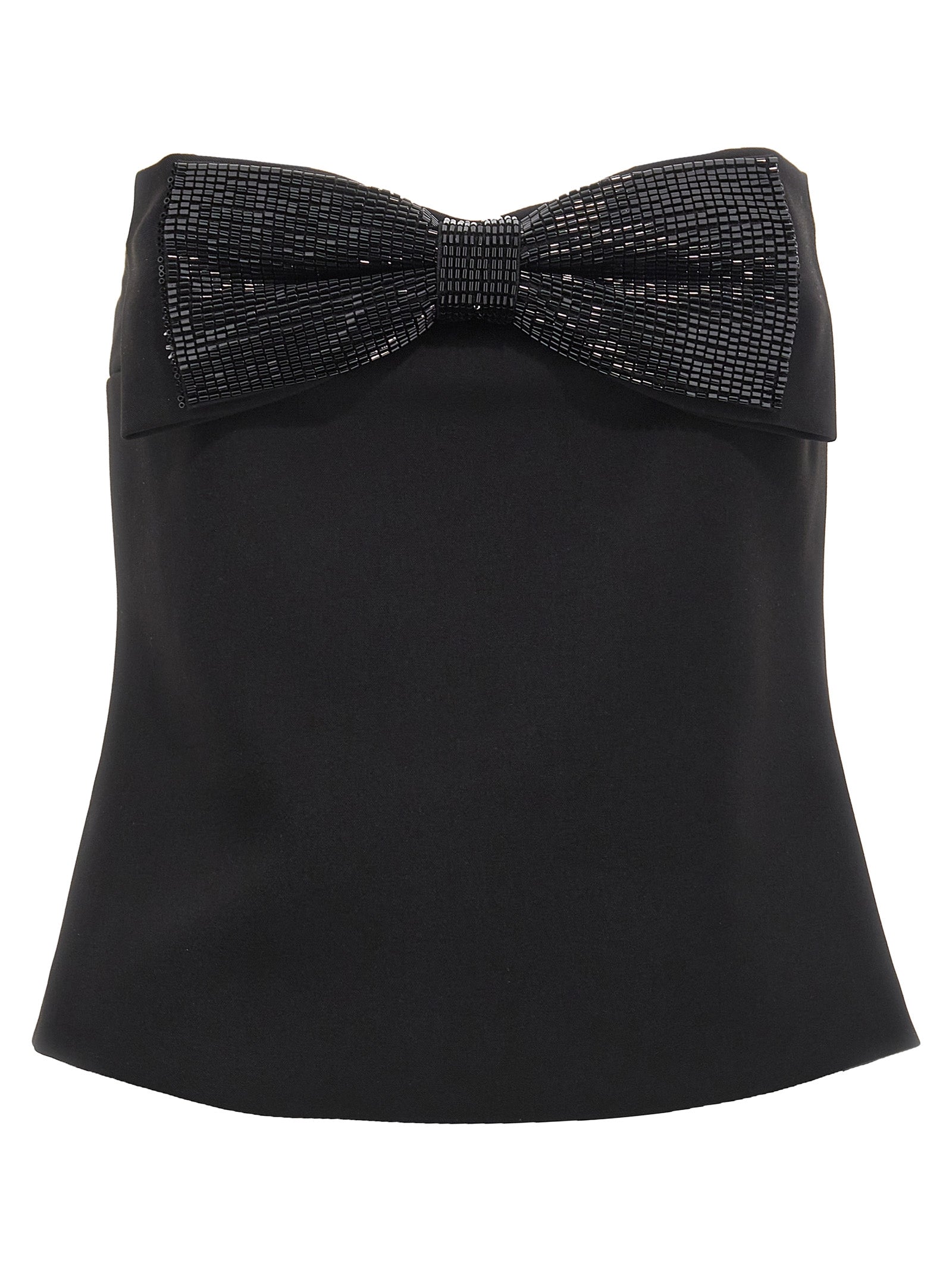 Black Crepe Bandeau top Polyester Tops