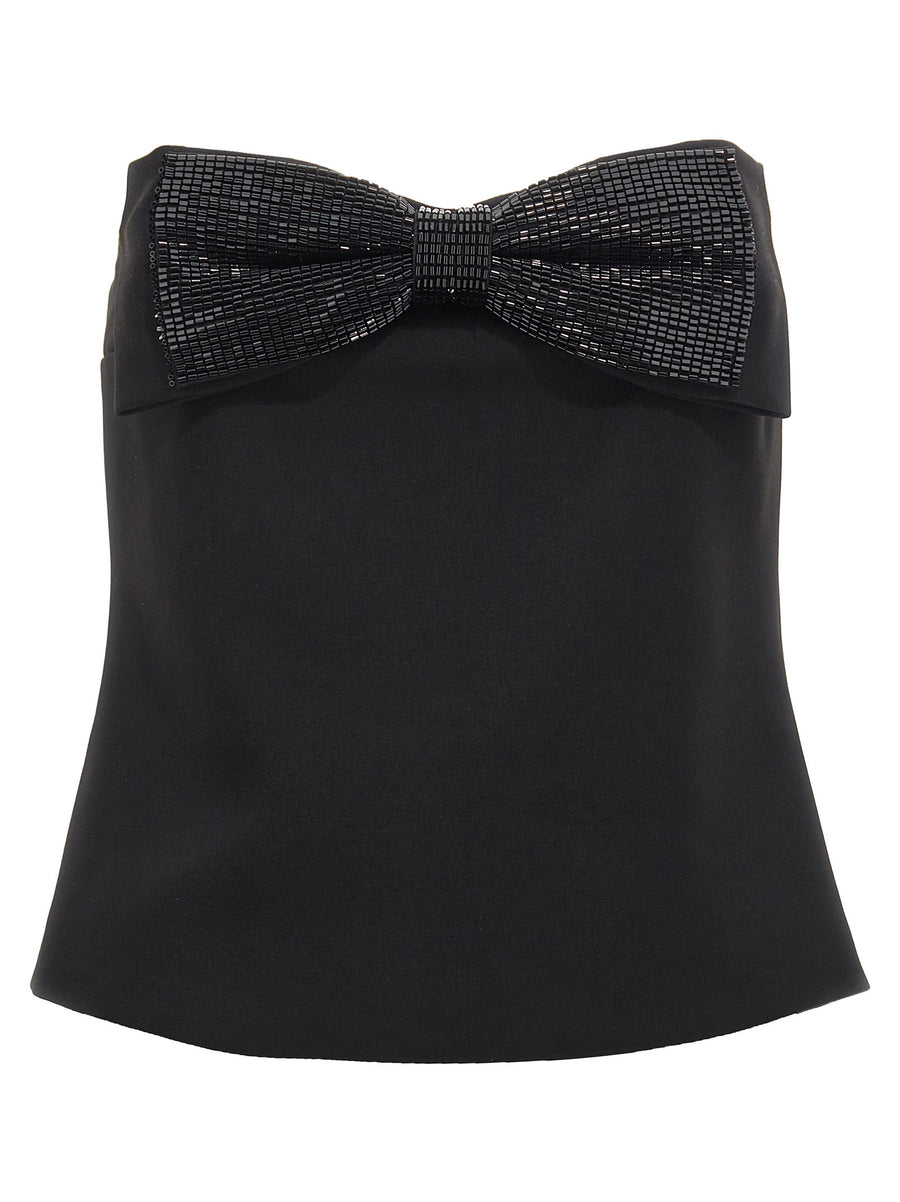 Self-Portrait Black Crepe Bandeau Top