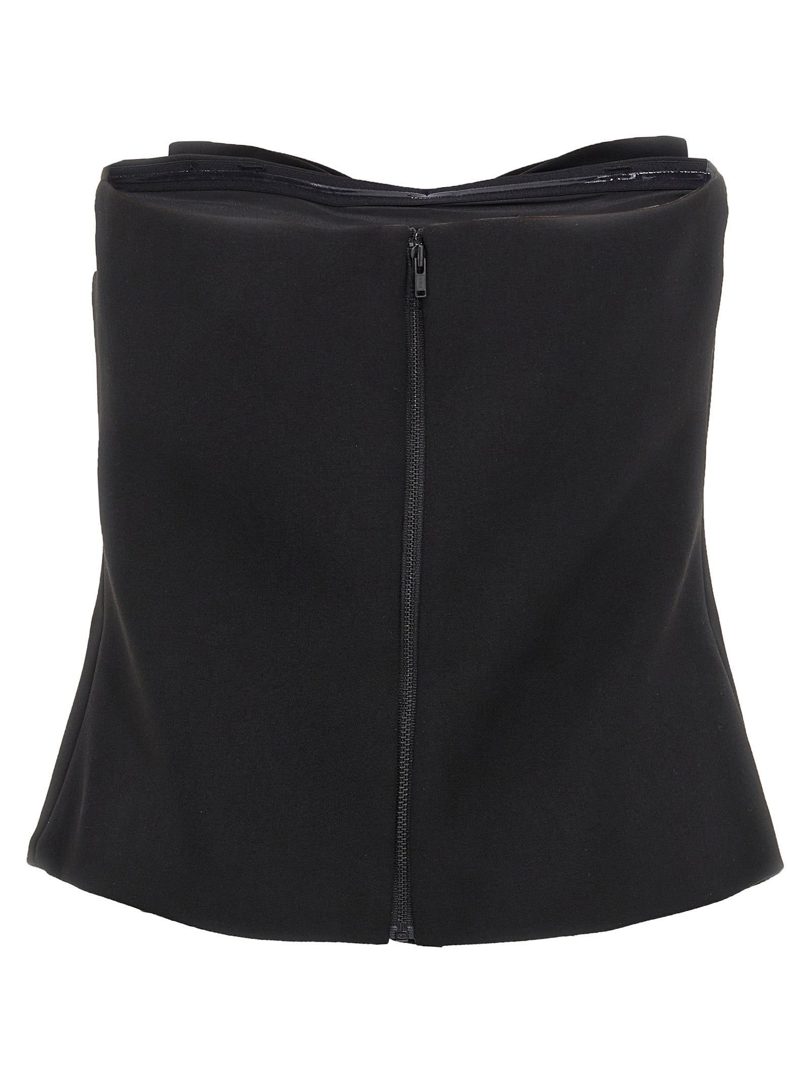 Black Crepe Bandeau top Polyester Tops