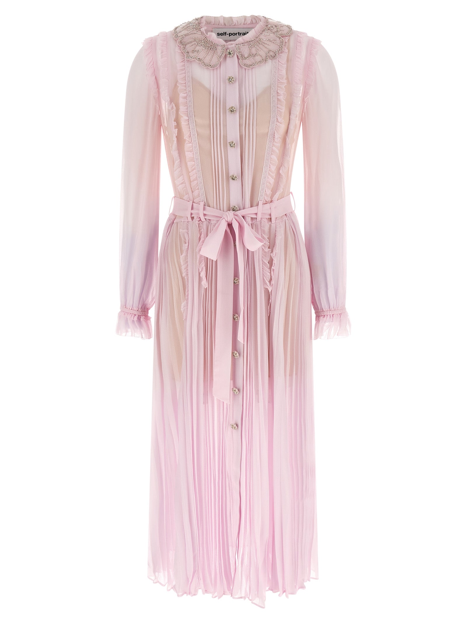 Pink Pleated Georgette Midi dresses Viscose