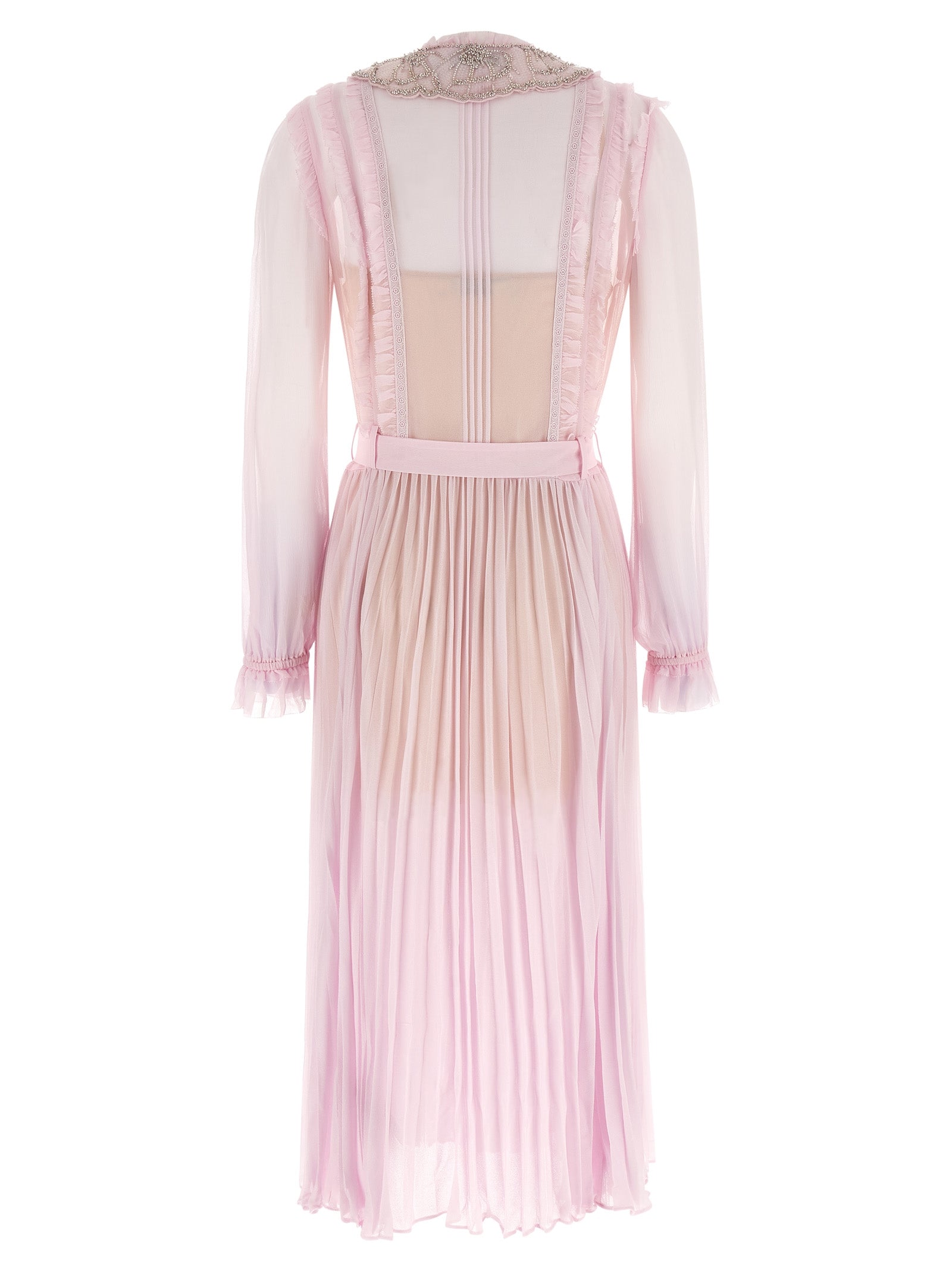 Pink Pleated Georgette Midi dresses Viscose