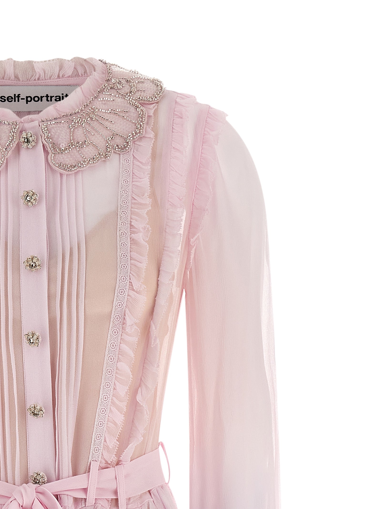 Pink Pleated Georgette Midi dresses Viscose