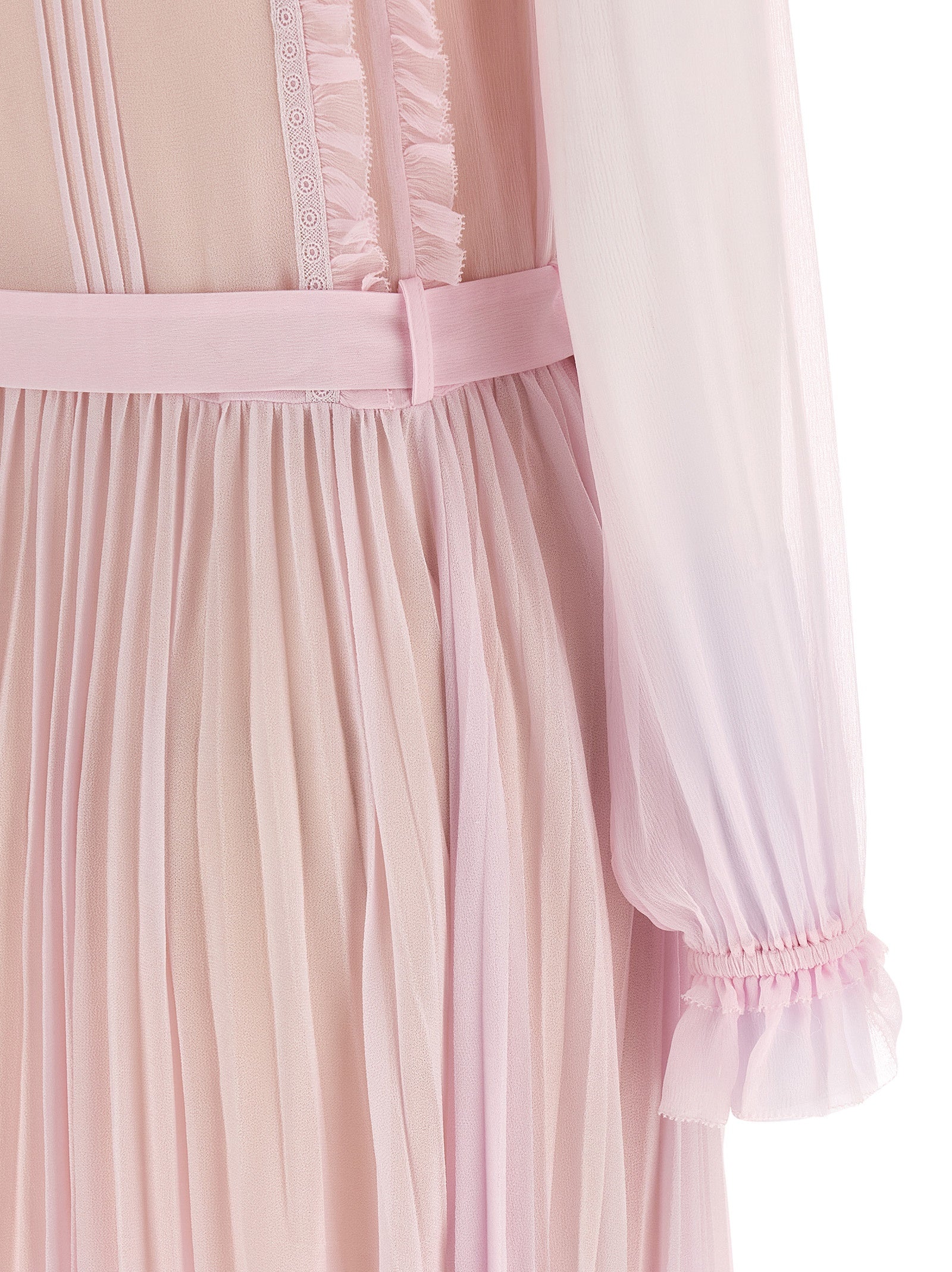 Pink Pleated Georgette Midi dresses Viscose