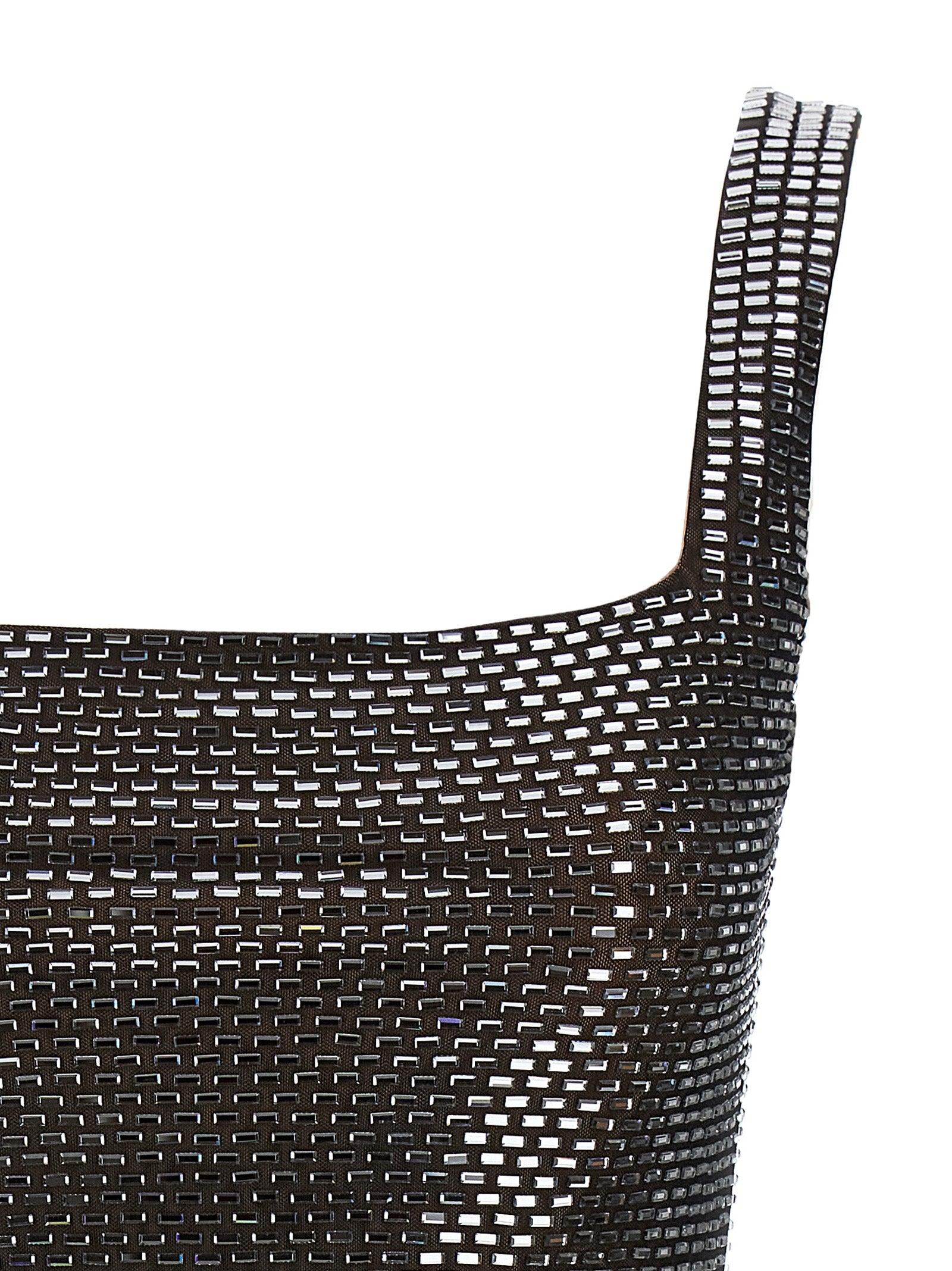 Gunmetal Rhinestone Mesh Mini Dress Gray Polyester Elastane