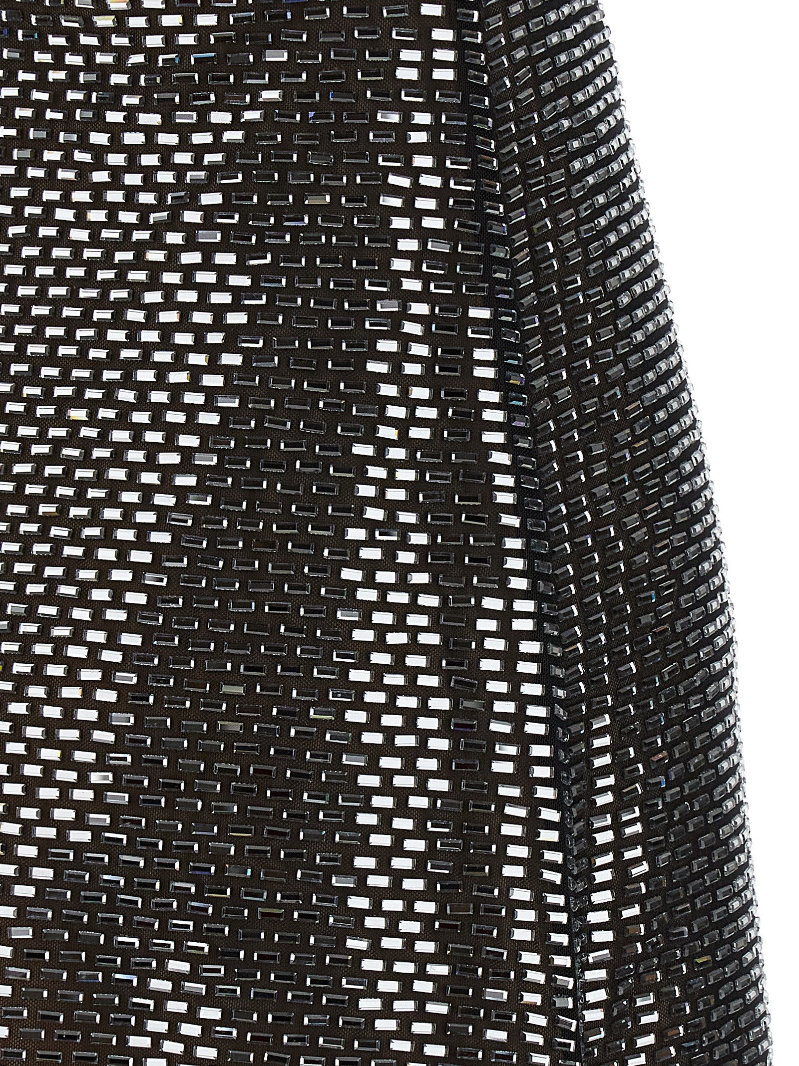 Gunmetal Rhinestone Mesh Mini Dress Gray Polyester Elastane