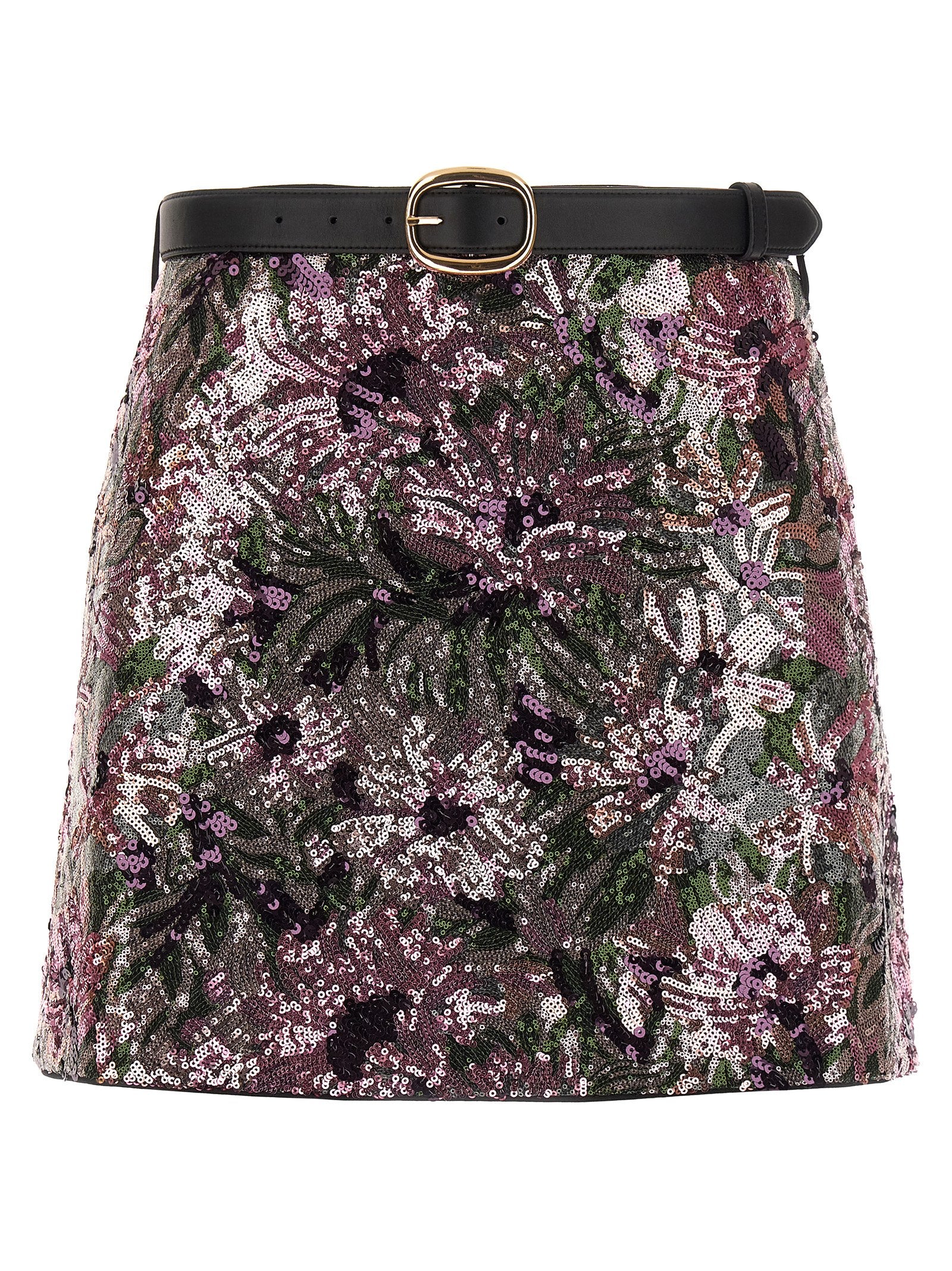 Floral Sequin Mini skirt Pink Polyamide