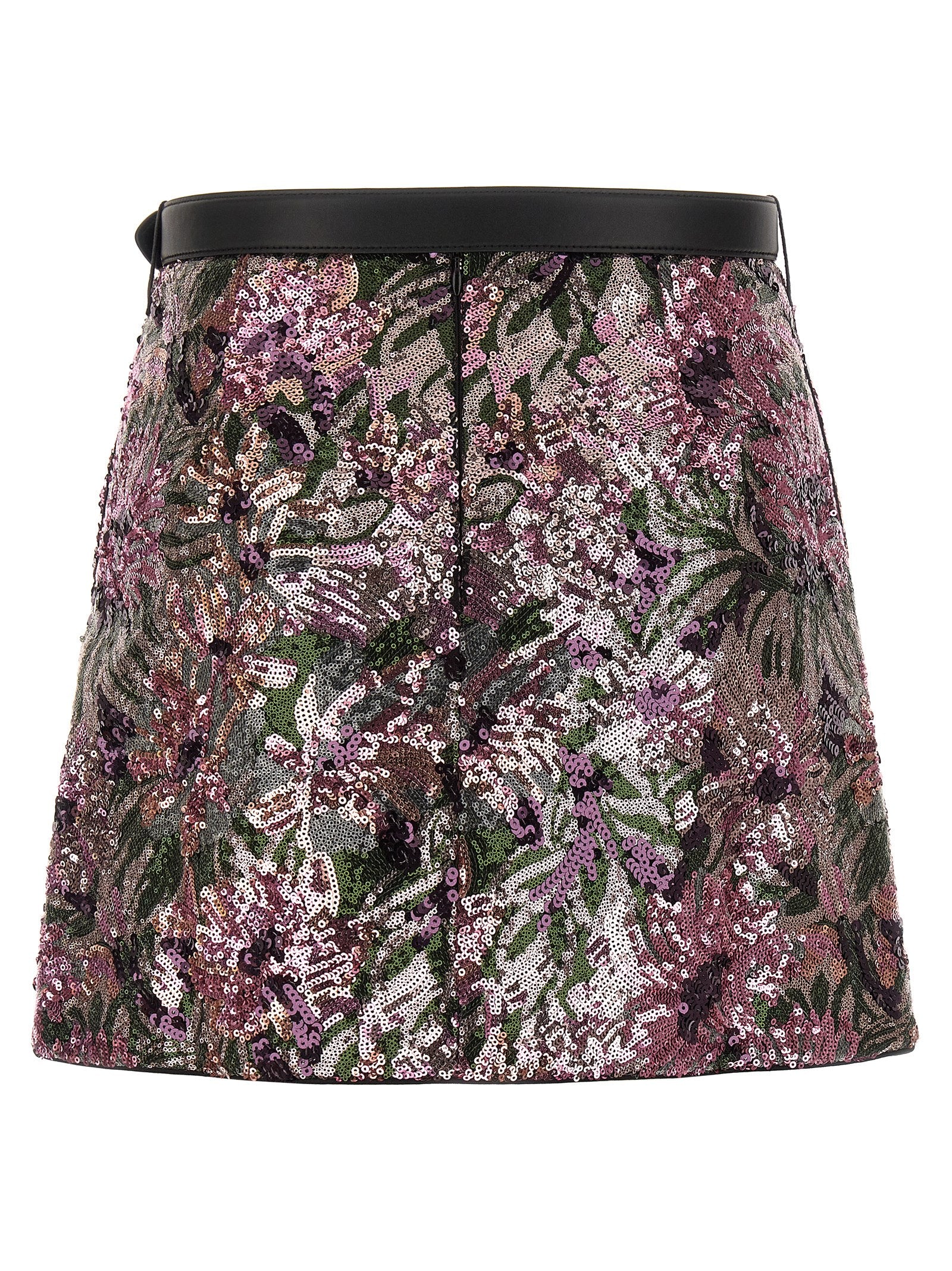 Floral Sequin Mini skirt Pink Polyamide