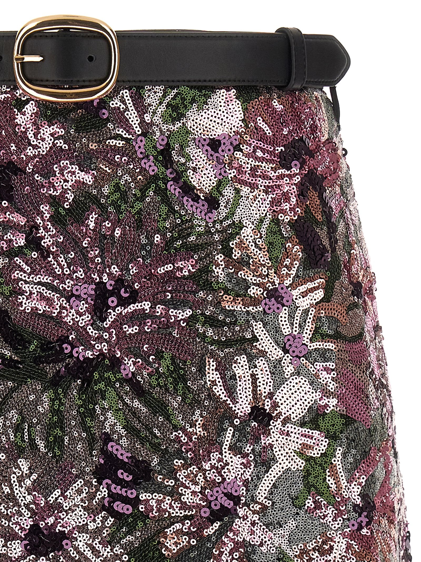 Floral Sequin Mini skirt Pink Polyamide