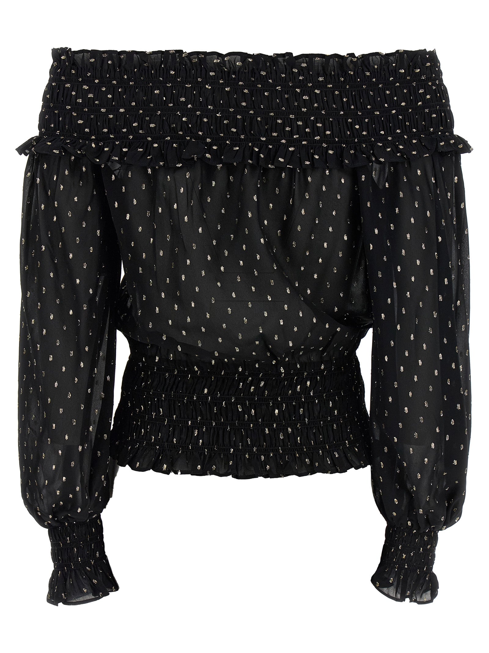 Black And Gold Chiffon top Viscose Metal Tops
