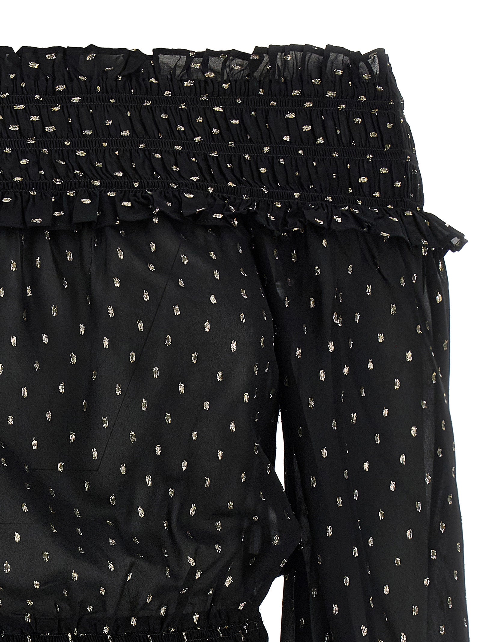 Black And Gold Chiffon top Viscose Metal Tops