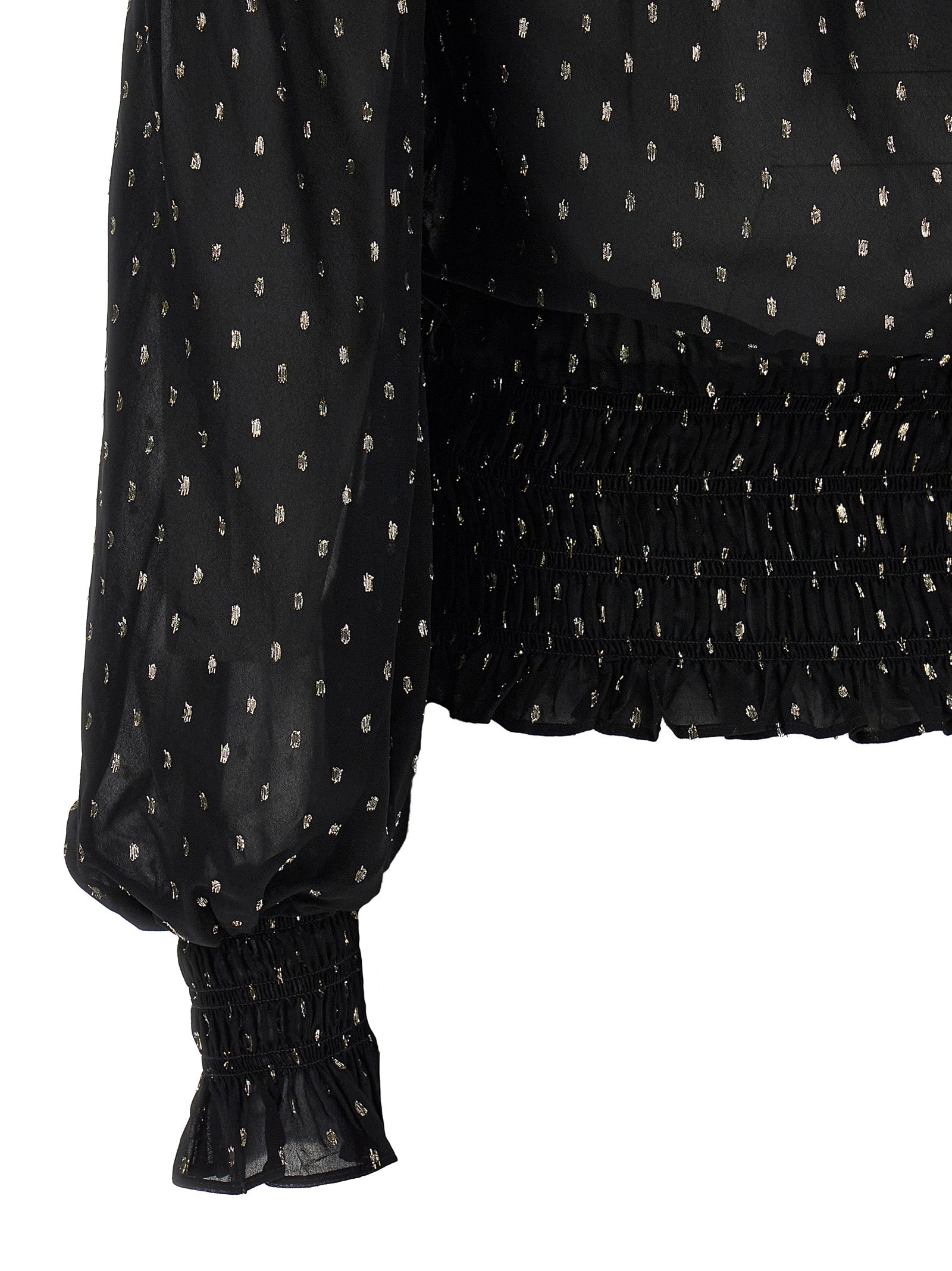 Black And Gold Chiffon top Viscose Metal Tops
